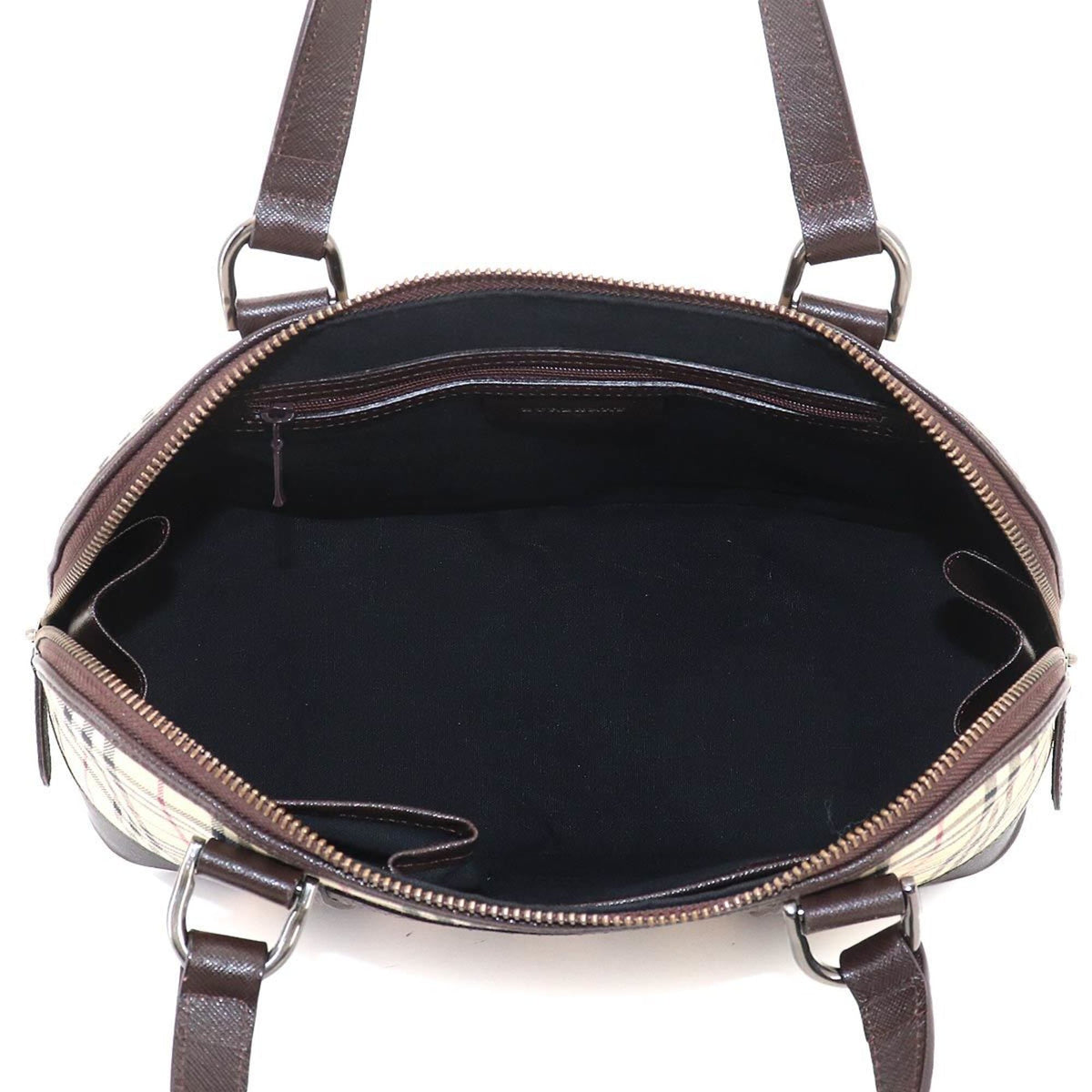 Burberry Beige Brown Canvas Leather Boston Bag Handbag (Pre-Owned)