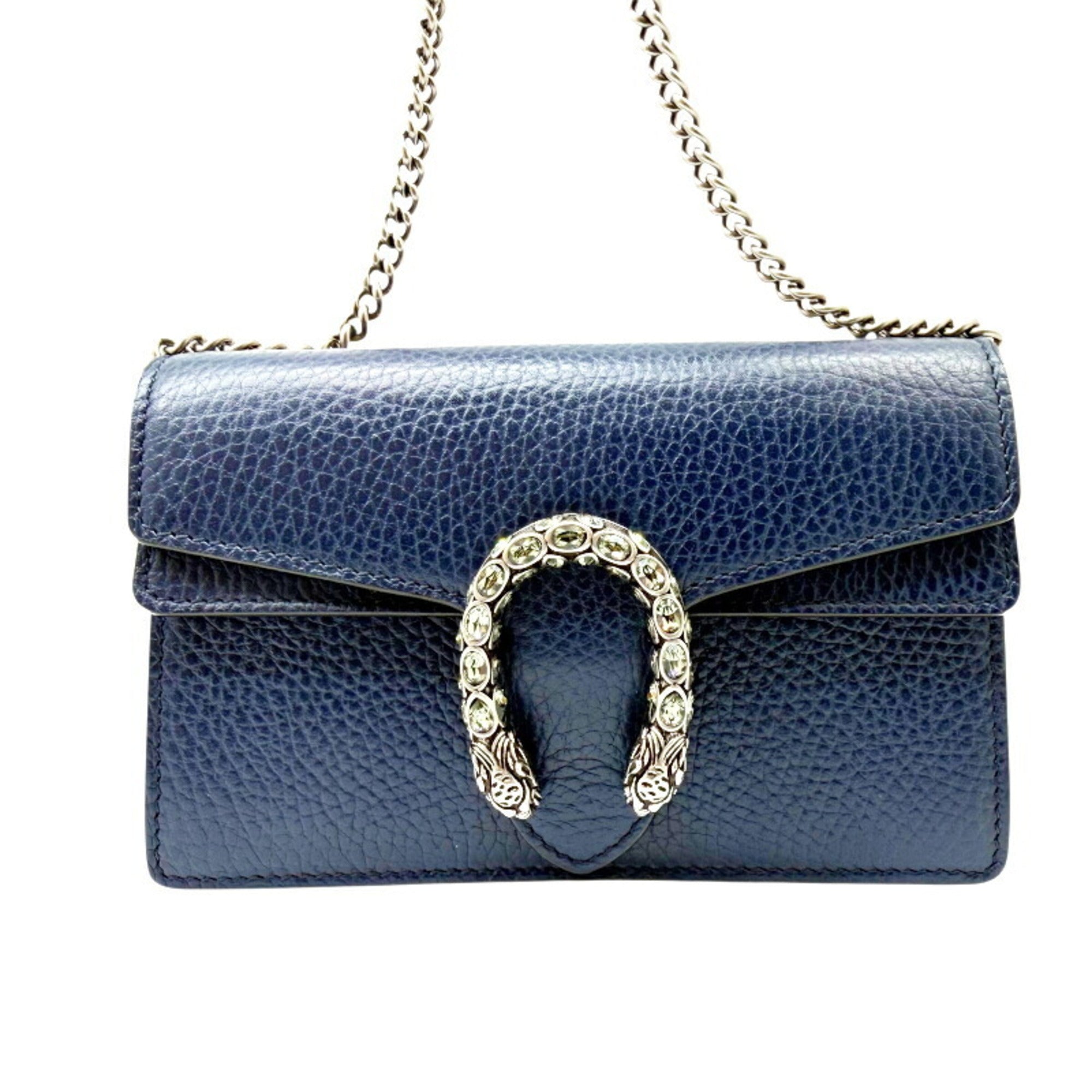 Gucci Blue Navy Leather Shoulder Bag (Pre-Owned)