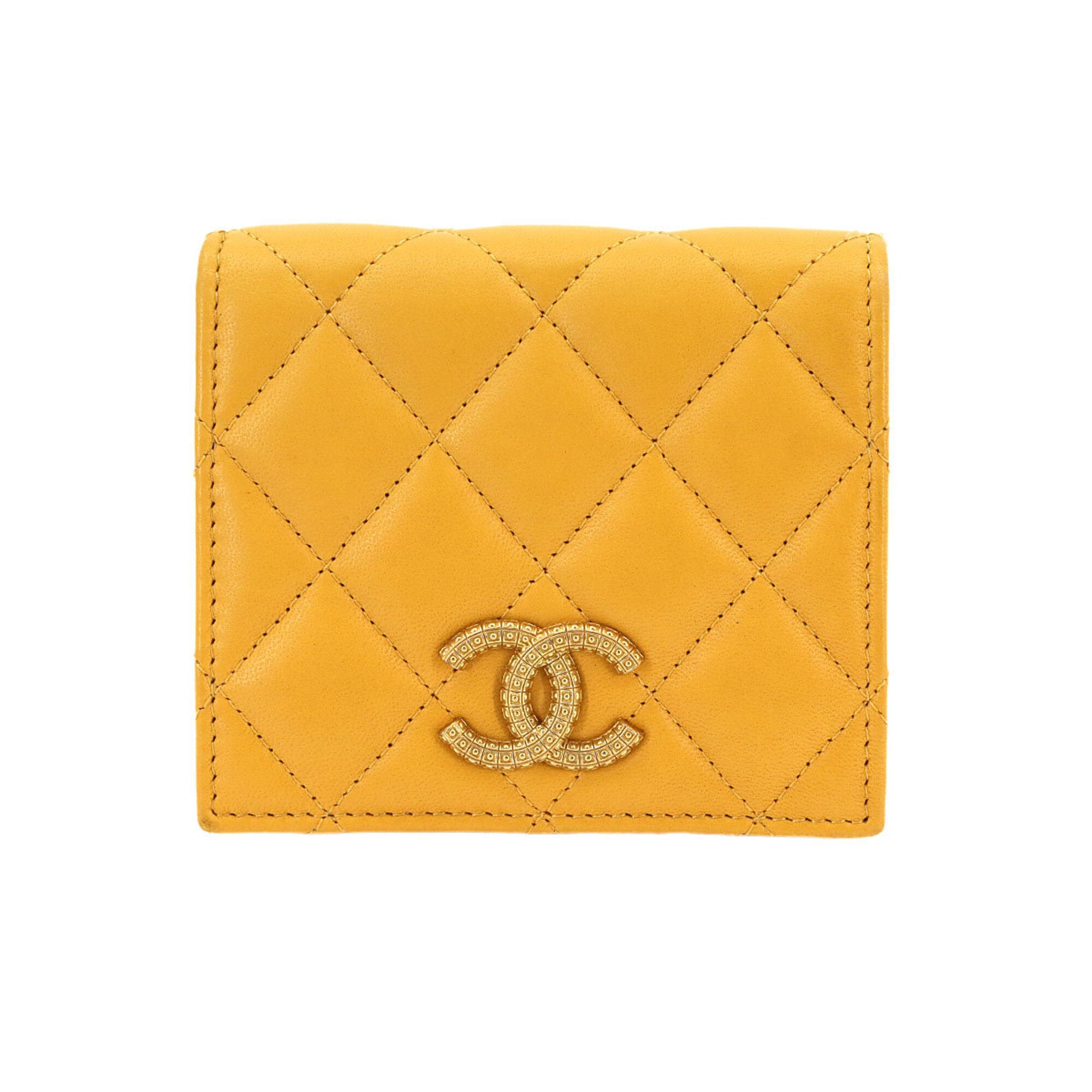 Chanel Mustard Yellow Leather Wallet (Bi-Fold) (Pre-Owned)