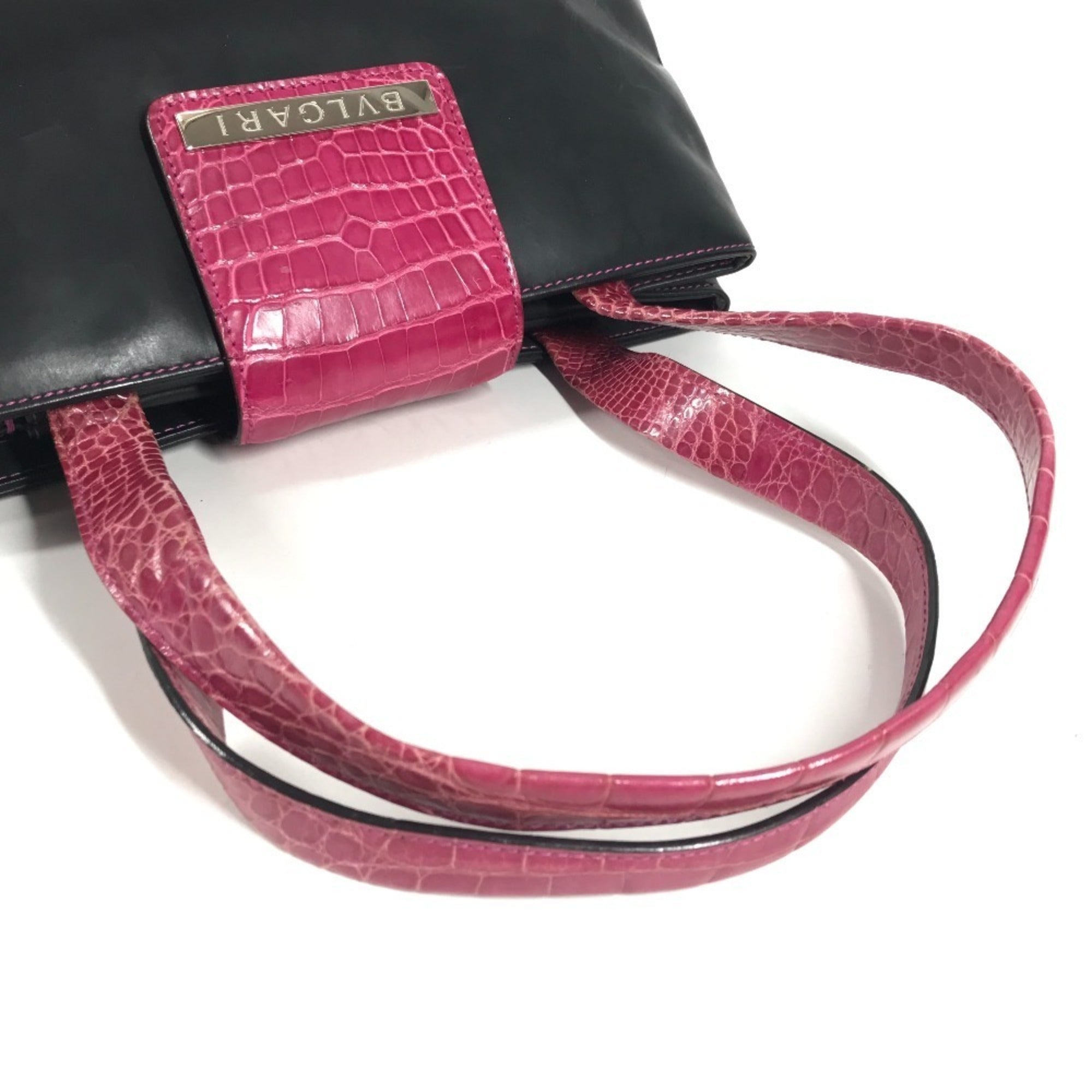 Bvlgari Black Pink Rubber Leather Handbag Shoulder Bag (Pre-Owned)
