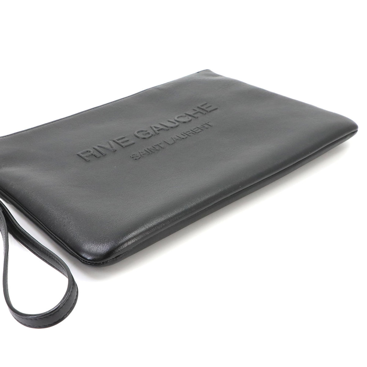 Saint Laurent Black Leather Clutch Bag Handbag (Pre-Owned)