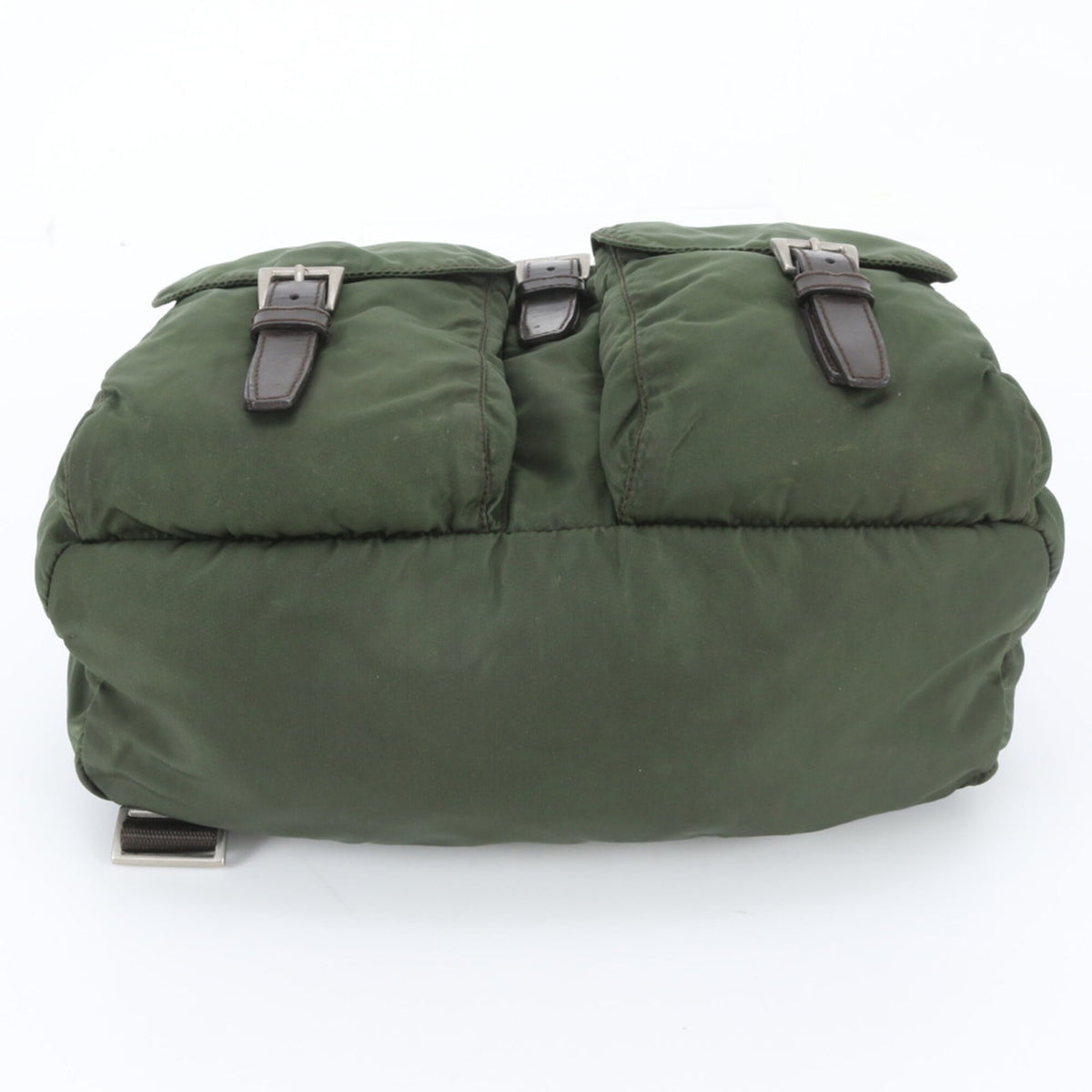Prada Green Leather Nylon Backpack (Pre-Owned)