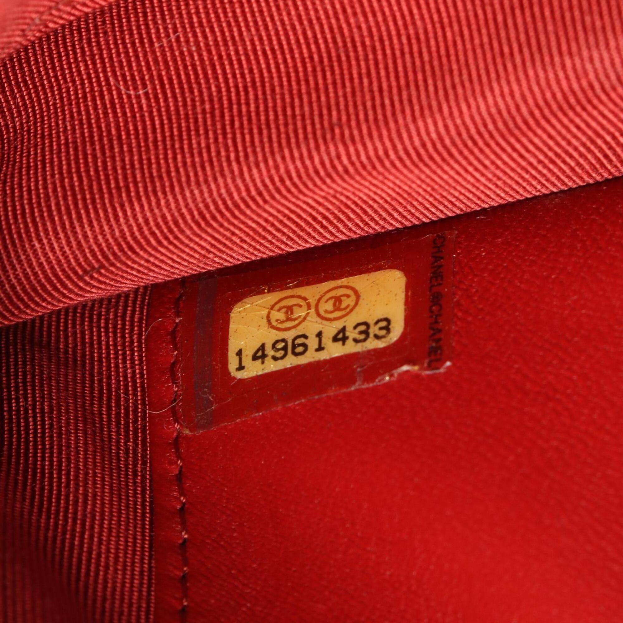 Chanel Red Color Leather Handbag Shoulder Bag (Pre-Owned)