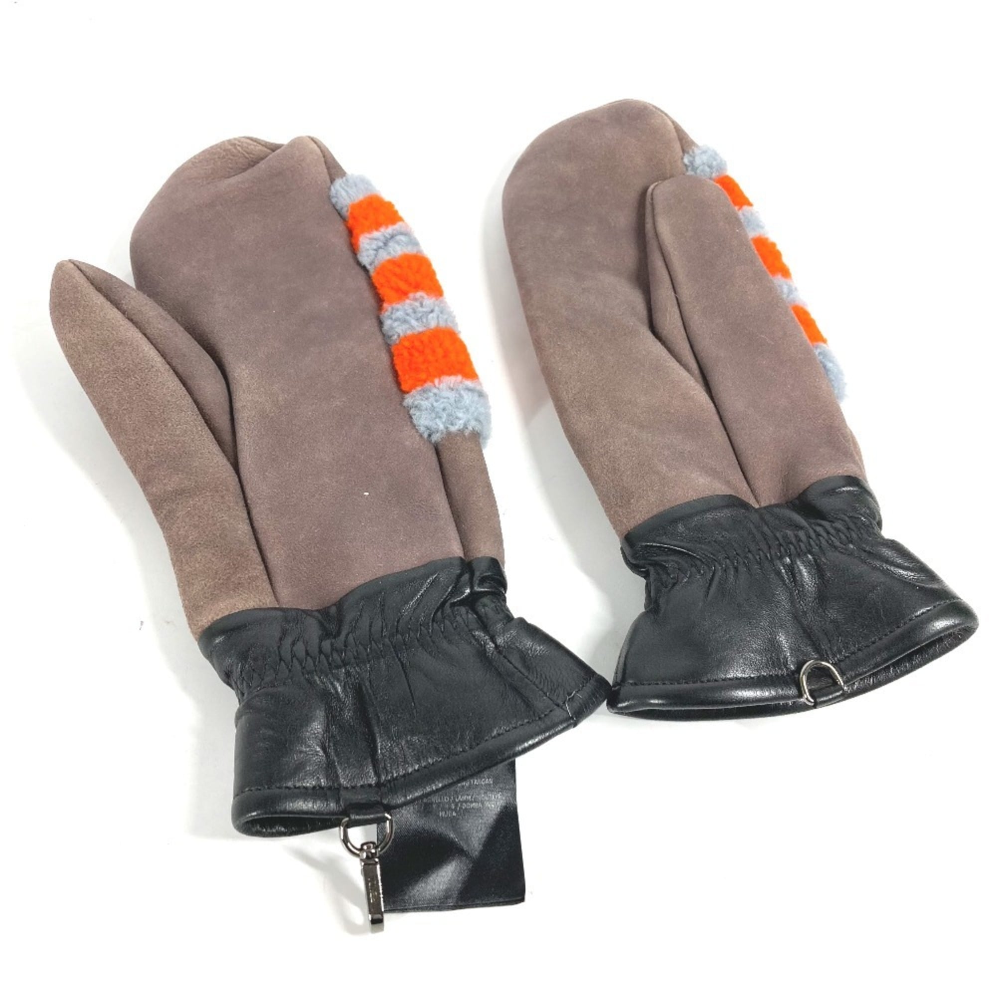 Fendi Gray Orange Angora Warm Gloves (Pre-Owned)