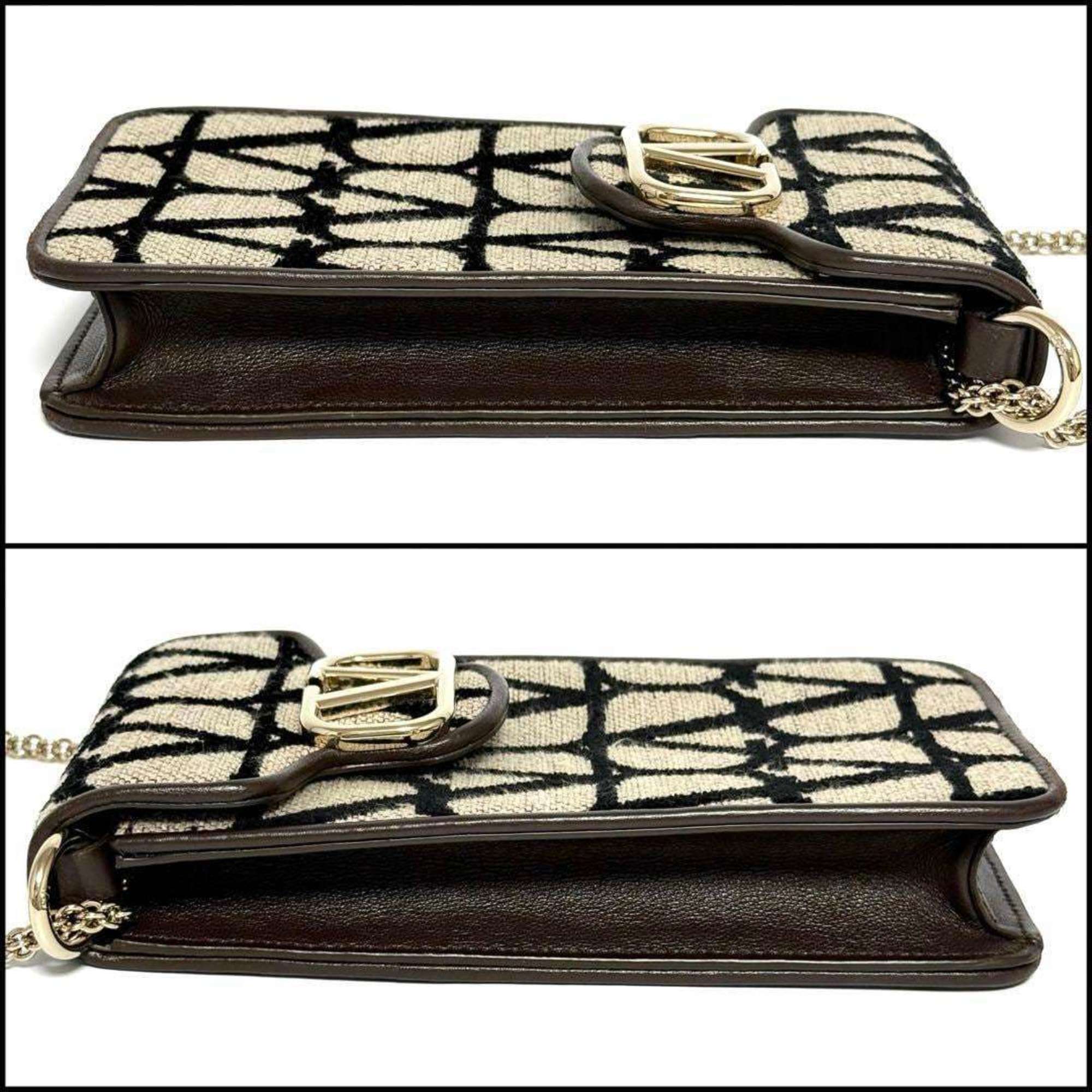Valentino Leather Canvas Metal Pouch Shoulder Bag (Pre-Owned)