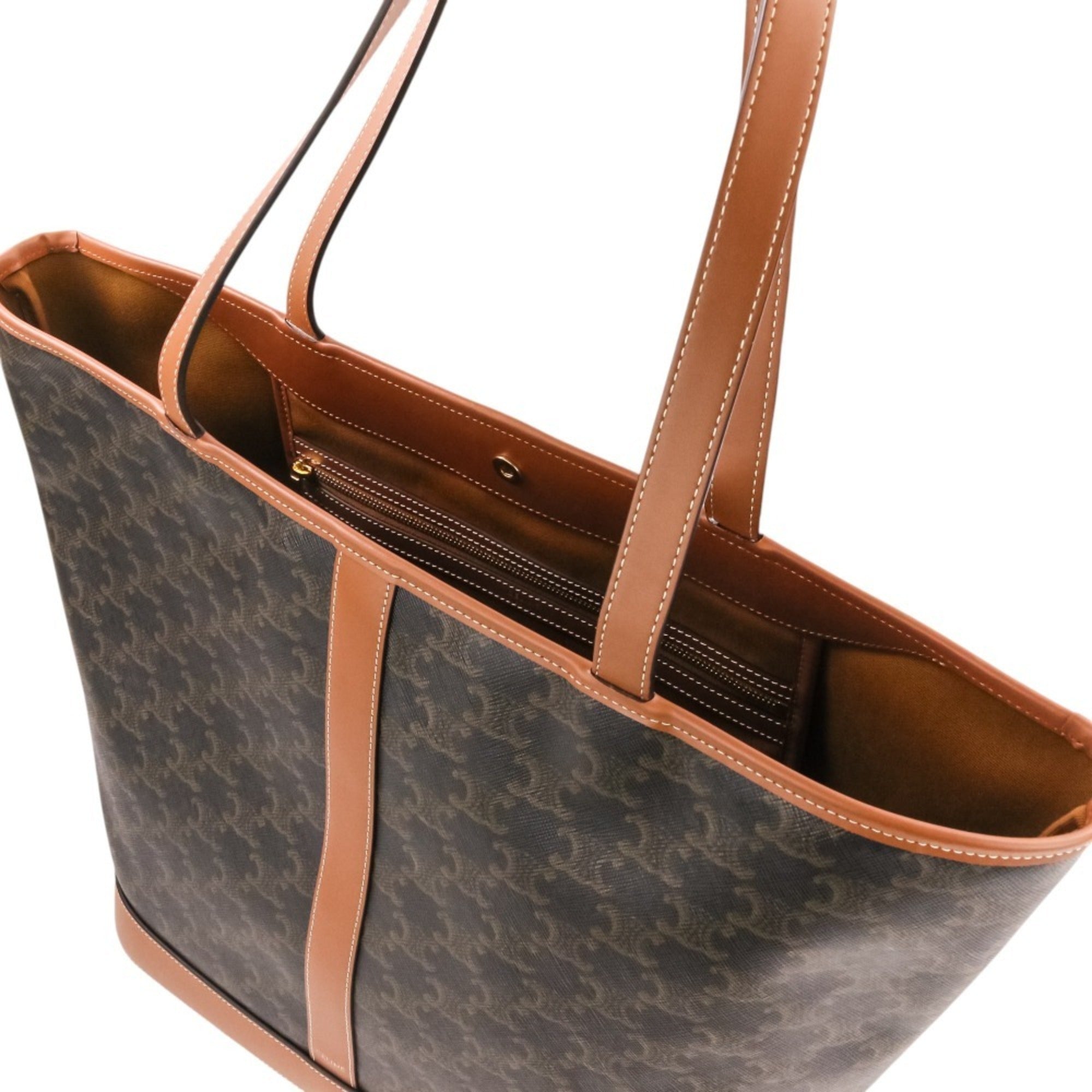 Celine Cabas Black Brown Leather Shoulder Bag Tote Bag (Pre-Owned)