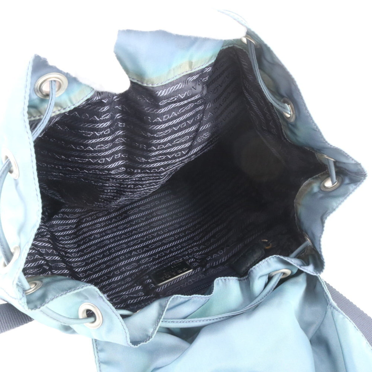 Prada Blue Leather Nylon Backpack Shoulder Bag (Pre-Owned)