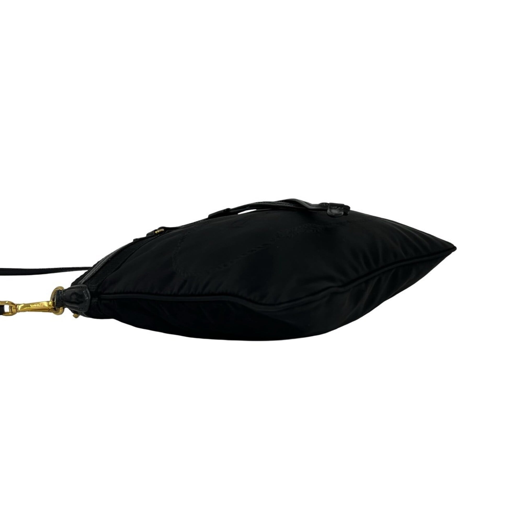 Prada Black Nylon Leather Pochette Shoulder Bag (Pre-Owned)