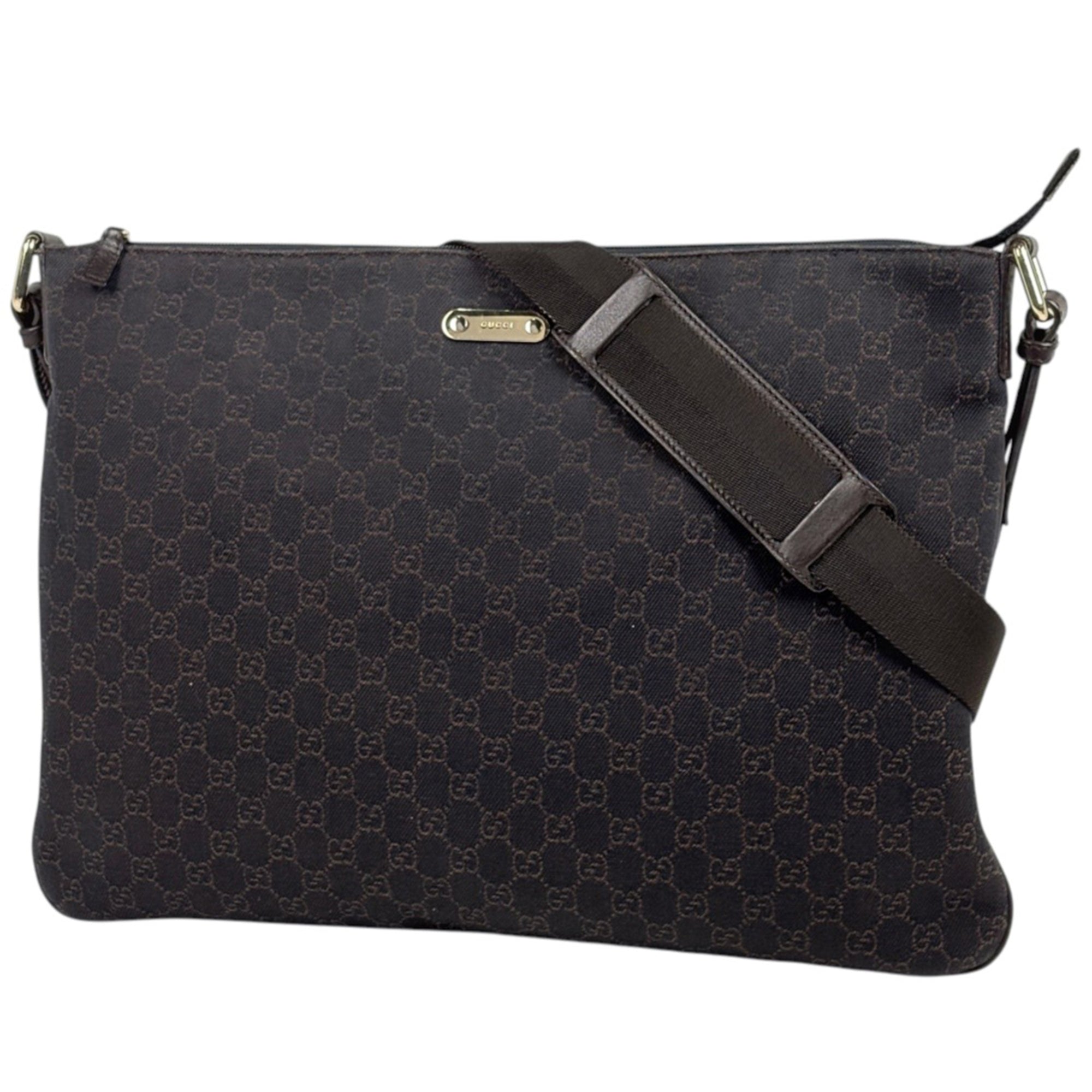 Gucci Gg Canvas Brown Gg Canvas Leather Shoulder Bag (Pre-Owned)