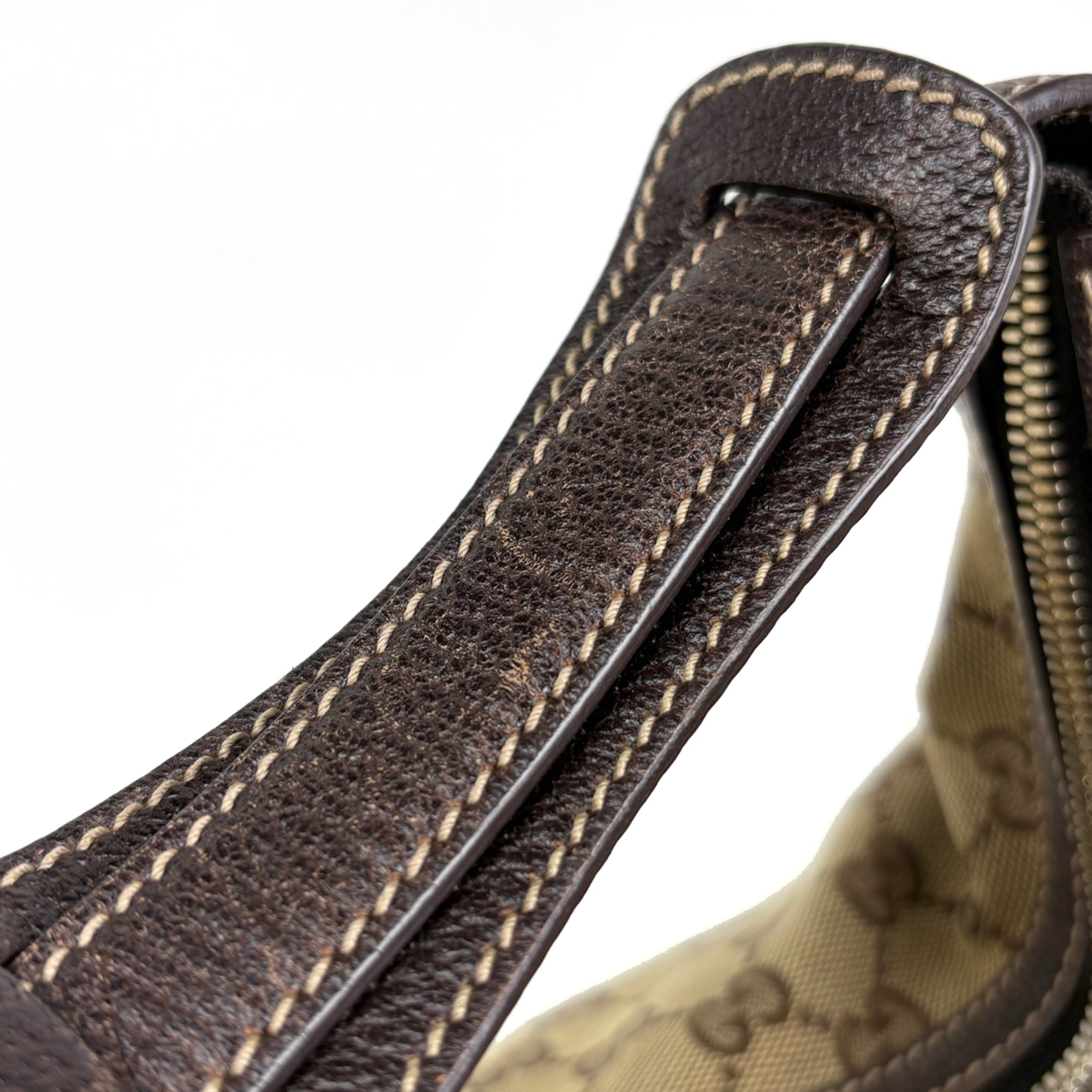 Gucci Gg Canvas Brown Gg Canvas Leather Shoulder Bag (Pre-Owned)