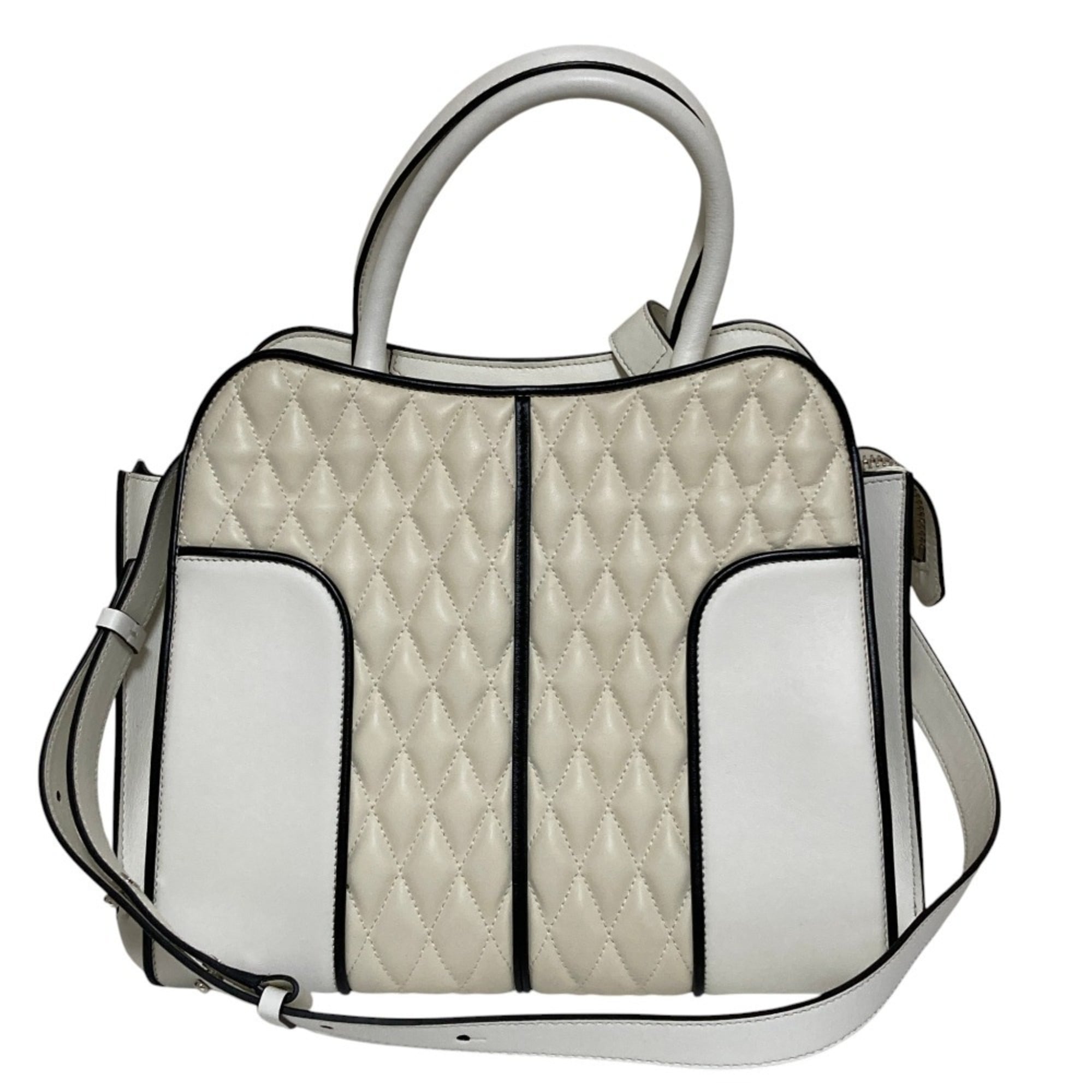 Tod's White Quilting Leather Handbag Shoulder Bag (Pre-Owned)
