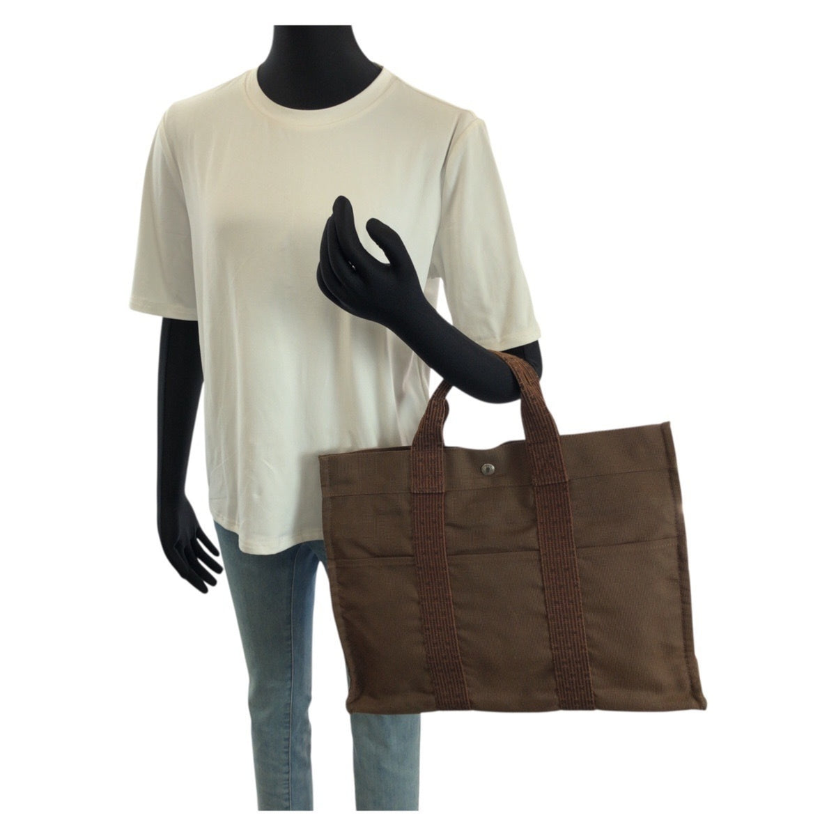 Hermes Brown Polyamide Polyester Handbag Tote Bag (Pre-Owned)
