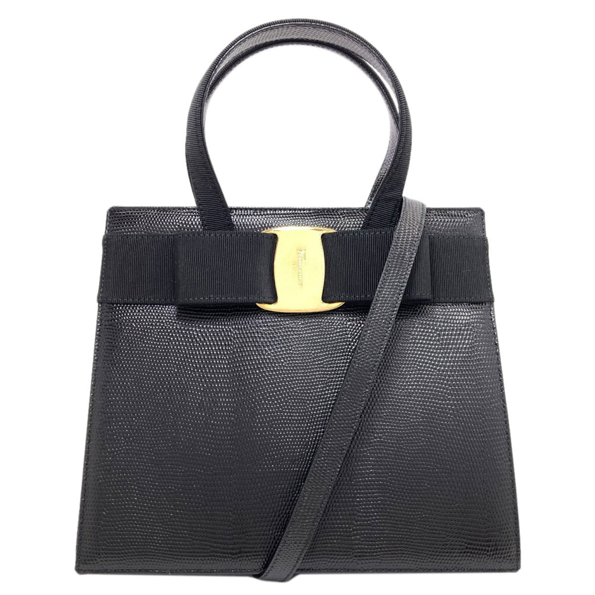 Salvatore Ferragamo Black Leather Handbag (Pre-Owned)