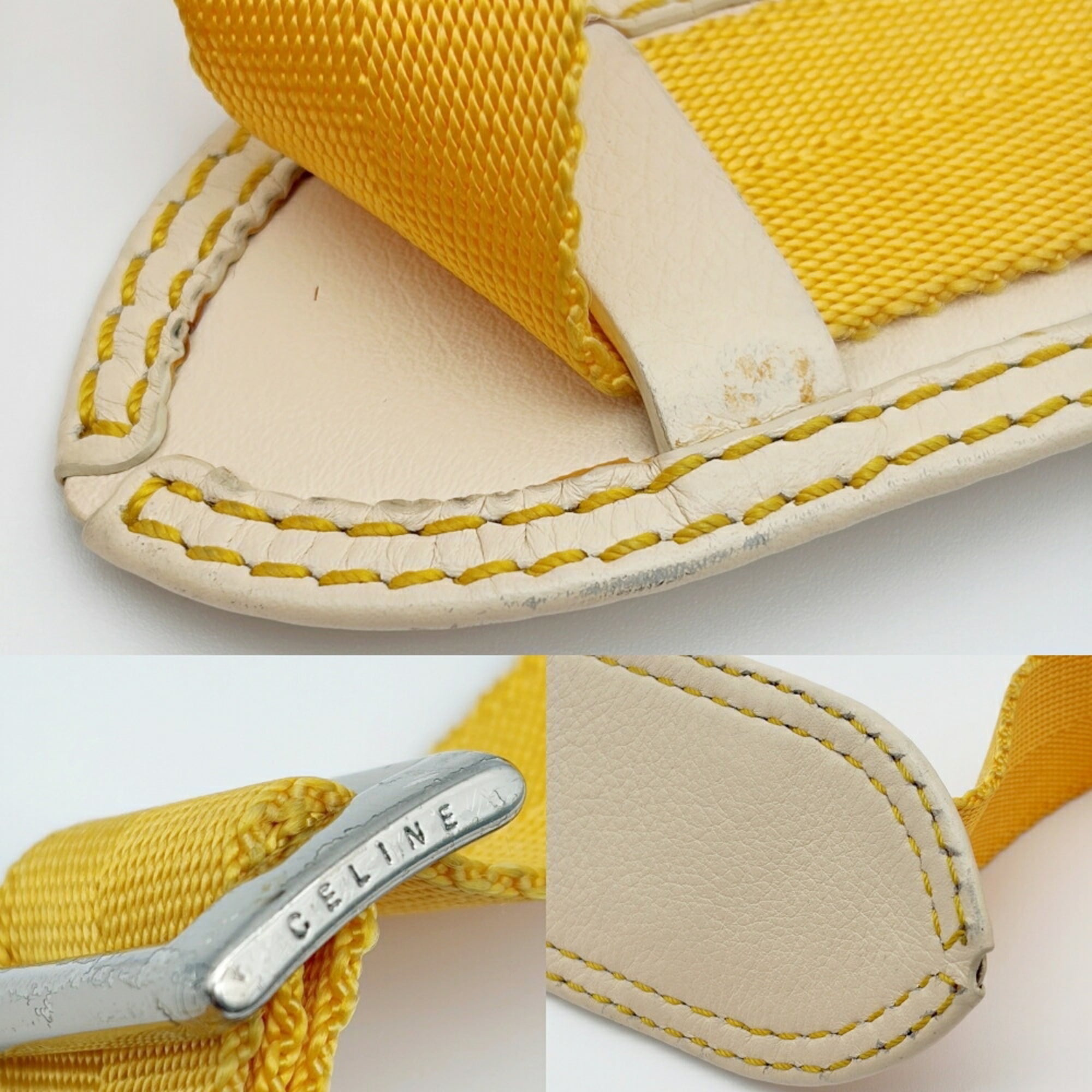 Celine Beige Yellow Canvas Pvc Leather Pochette Shoulder Bag (Pre-Owned)