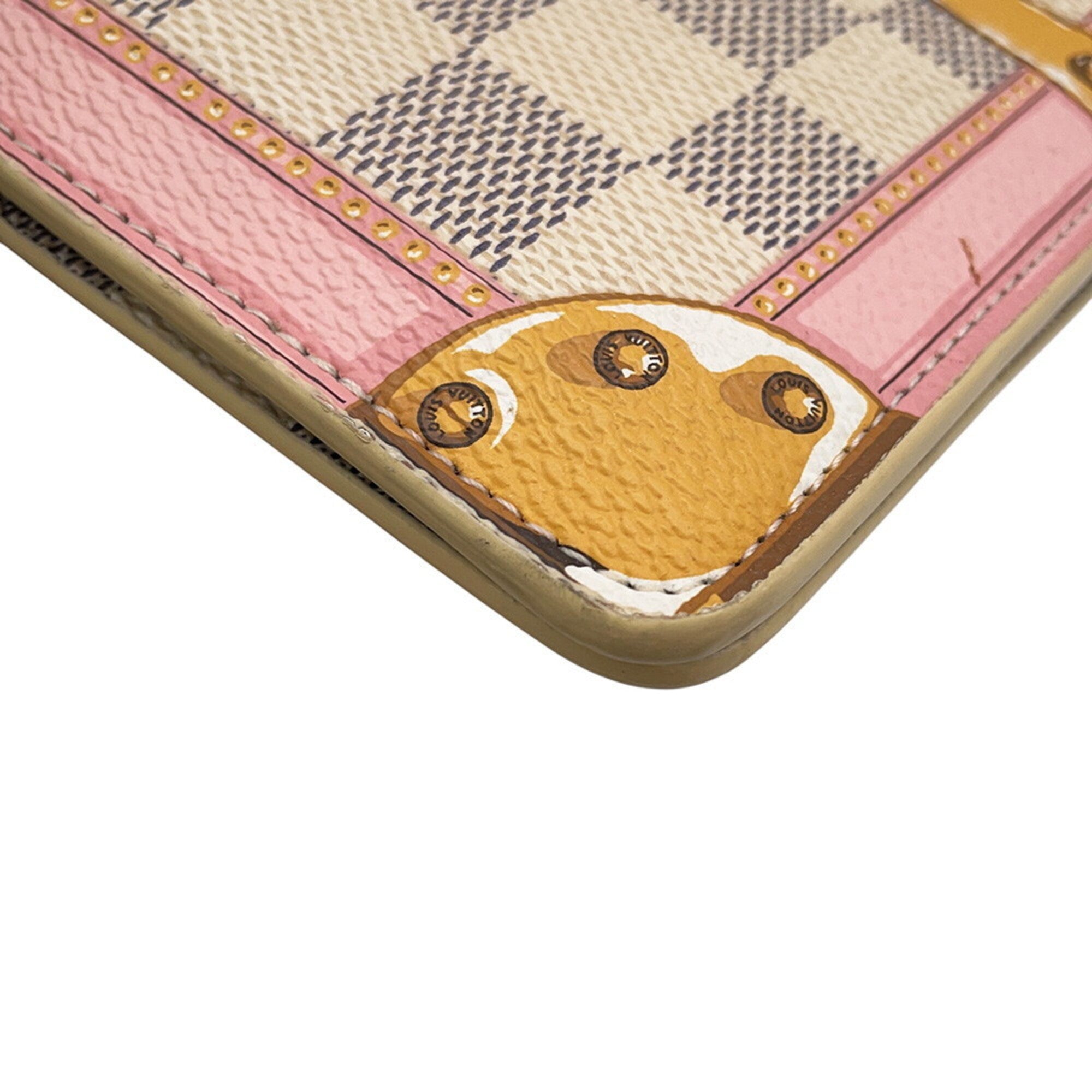 Louis Vuitton Damier Azur Rose Ballerine Damier Azur Chain/Shoulder Wallet (Pre-Owned)