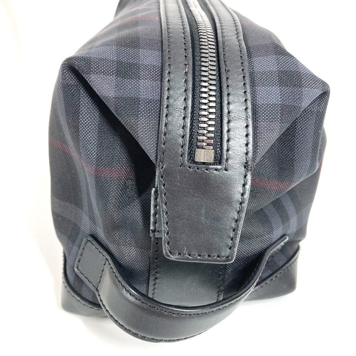 Burberry Black Nylon Canvas Leather Clutch Bag Handbag Pouch (Pre-Owned)