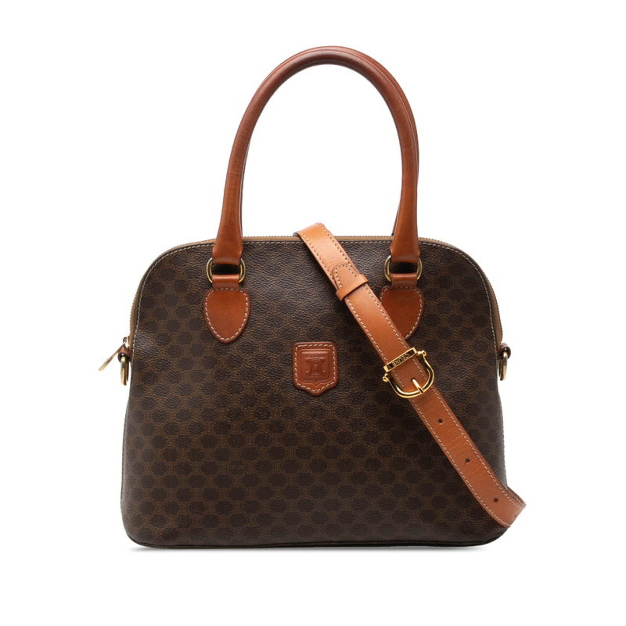 Celine Macadam Brown Pvc Leather Handbag Shoulder Bag (Pre-Owned)