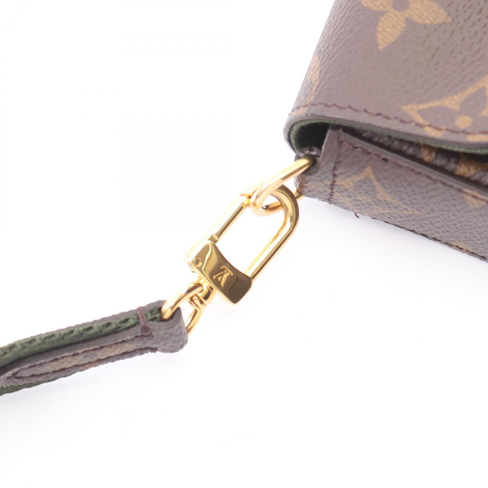 Louis Vuitton Brown Green Coated Canvas Handbag Pochette Shoulder Bag (Pre-Owned)
