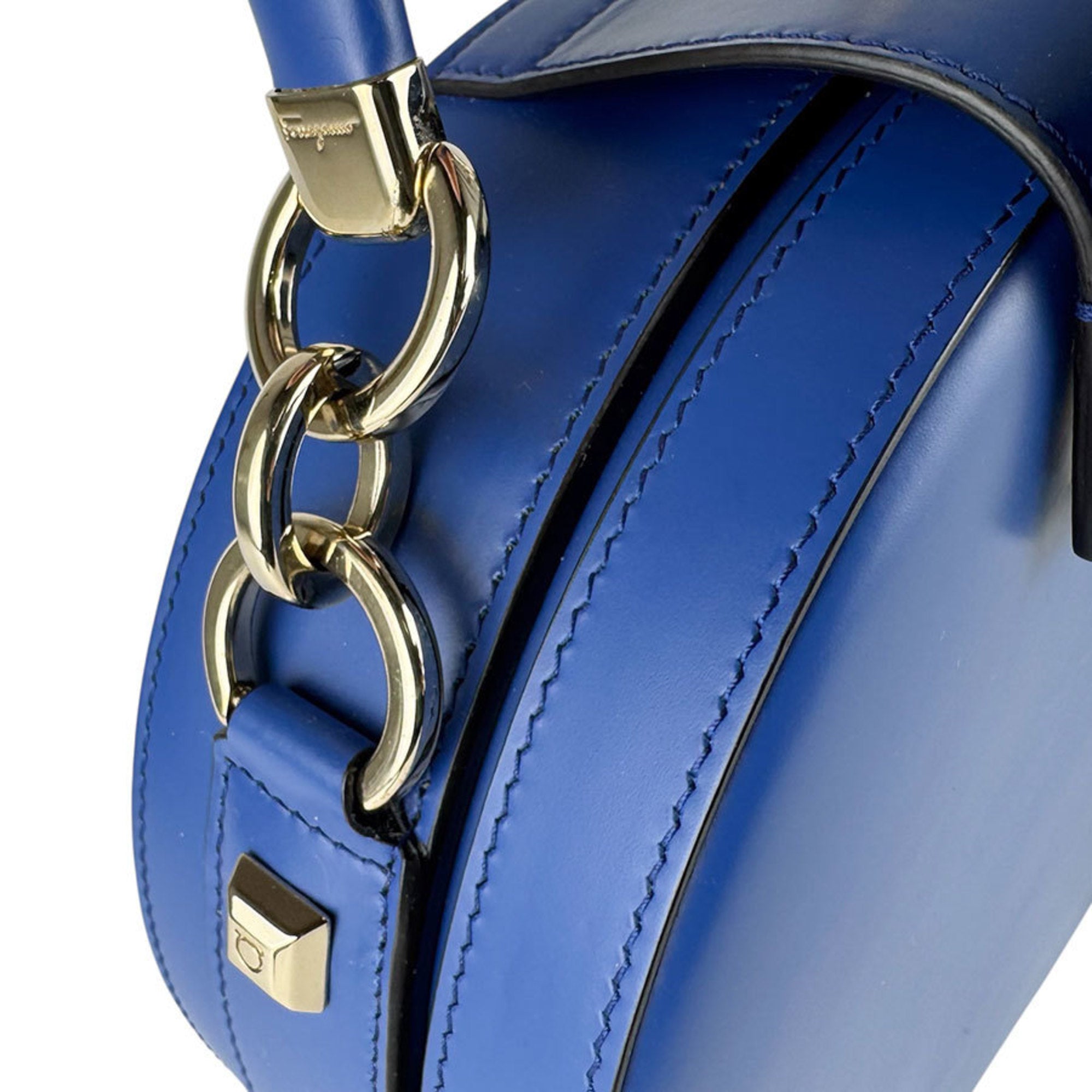 Salvatore Ferragamo Blue Leather Handbag Shoulder Bag (Pre-Owned)