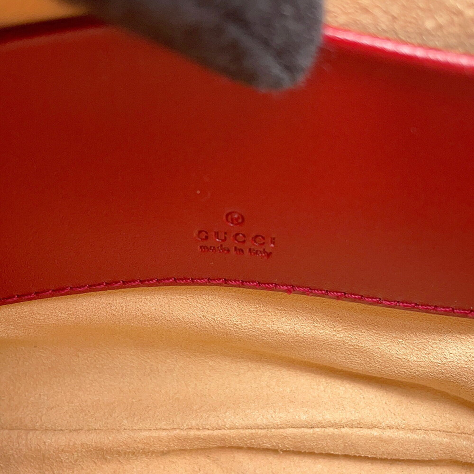 Gucci Red Color Leather Shoulder Bag (Pre-Owned)