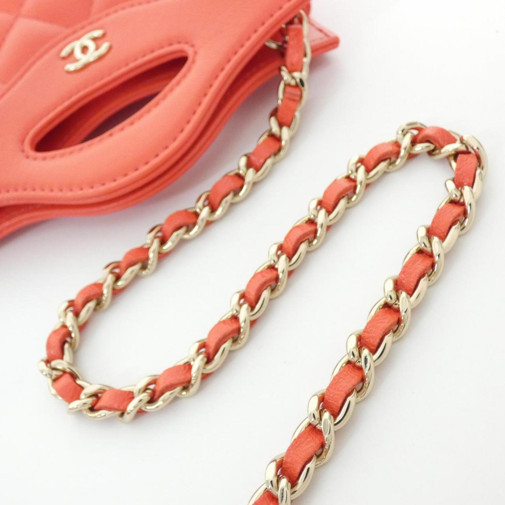 Chanel Red Color Leather Handbag Shoulder Bag (Pre-Owned)