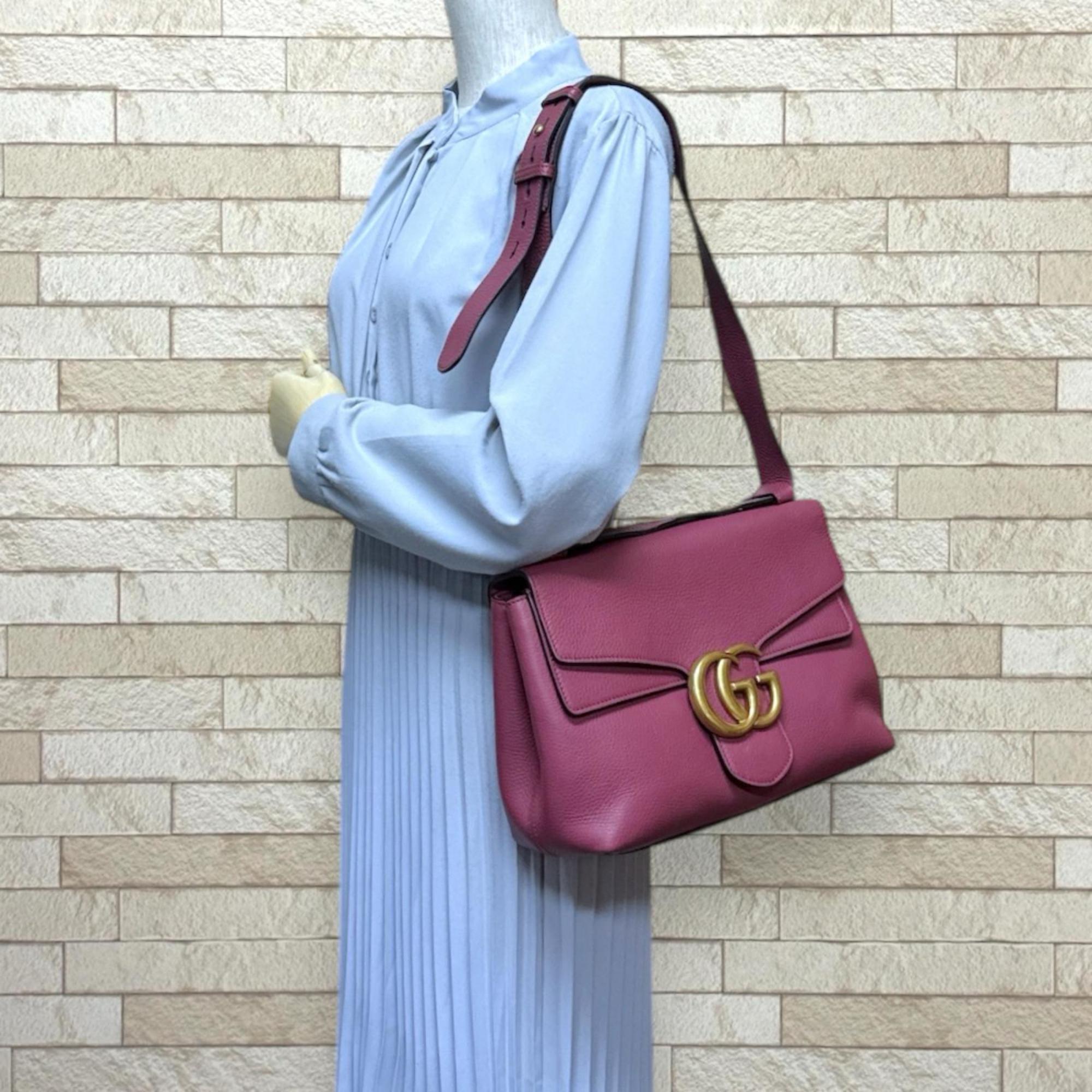 Gucci Pink Leather Shoulder Bag (Pre-Owned)