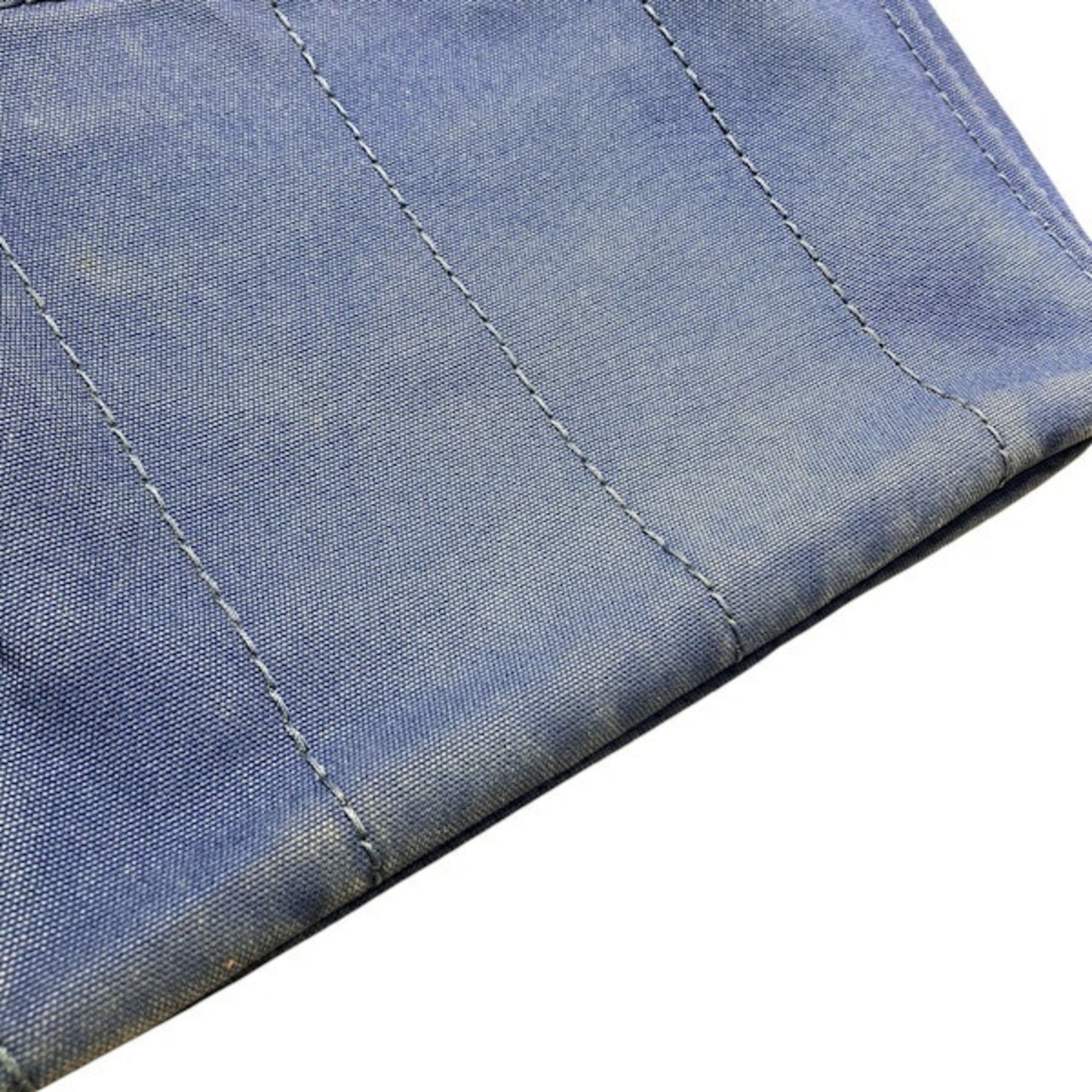 Prada Canapa Blue Canvas Handbag Tote Bag (Pre-Owned)