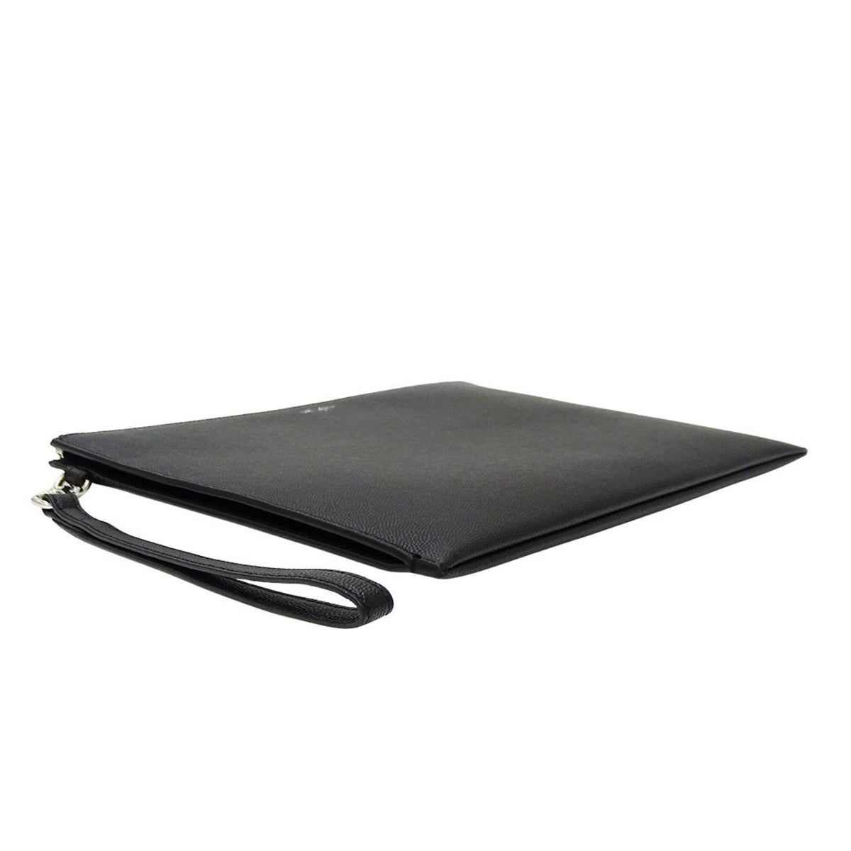 Saint Laurent Black Leather Clutch Bag Handbag (Pre-Owned)