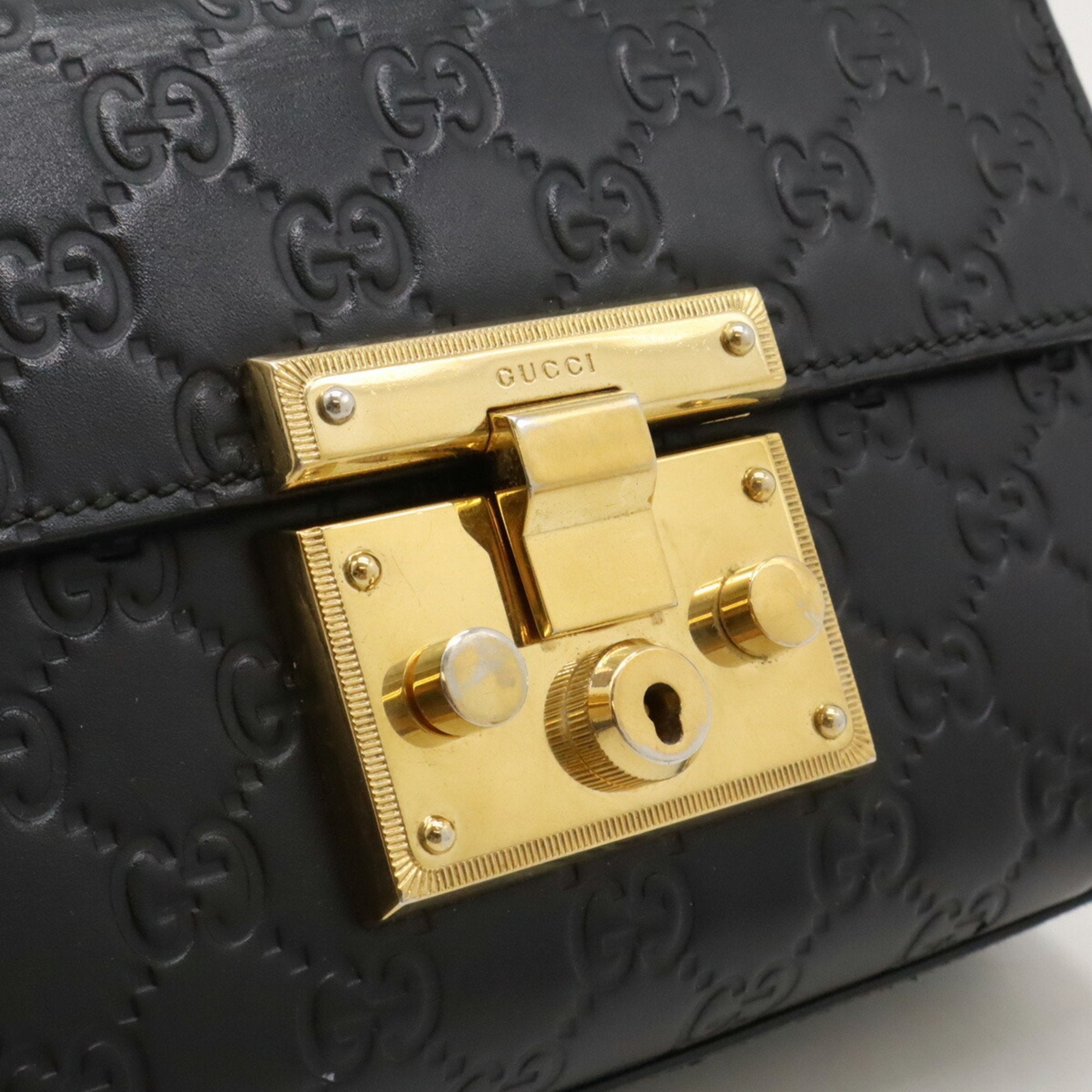 Gucci Guccissima Black Gg Leather Shoulder Bag (Pre-Owned)