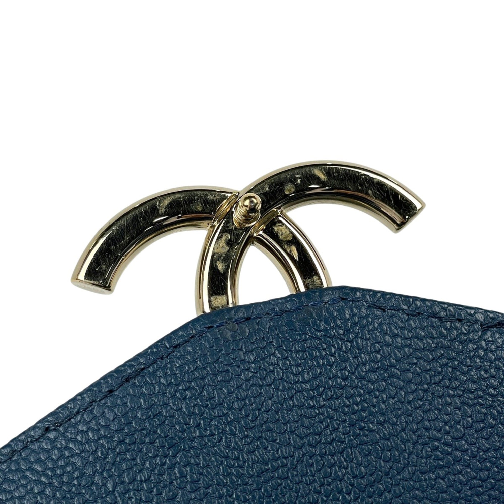 Chanel Blue Grained Calfskin Shoulder Bag (Pre-Owned)