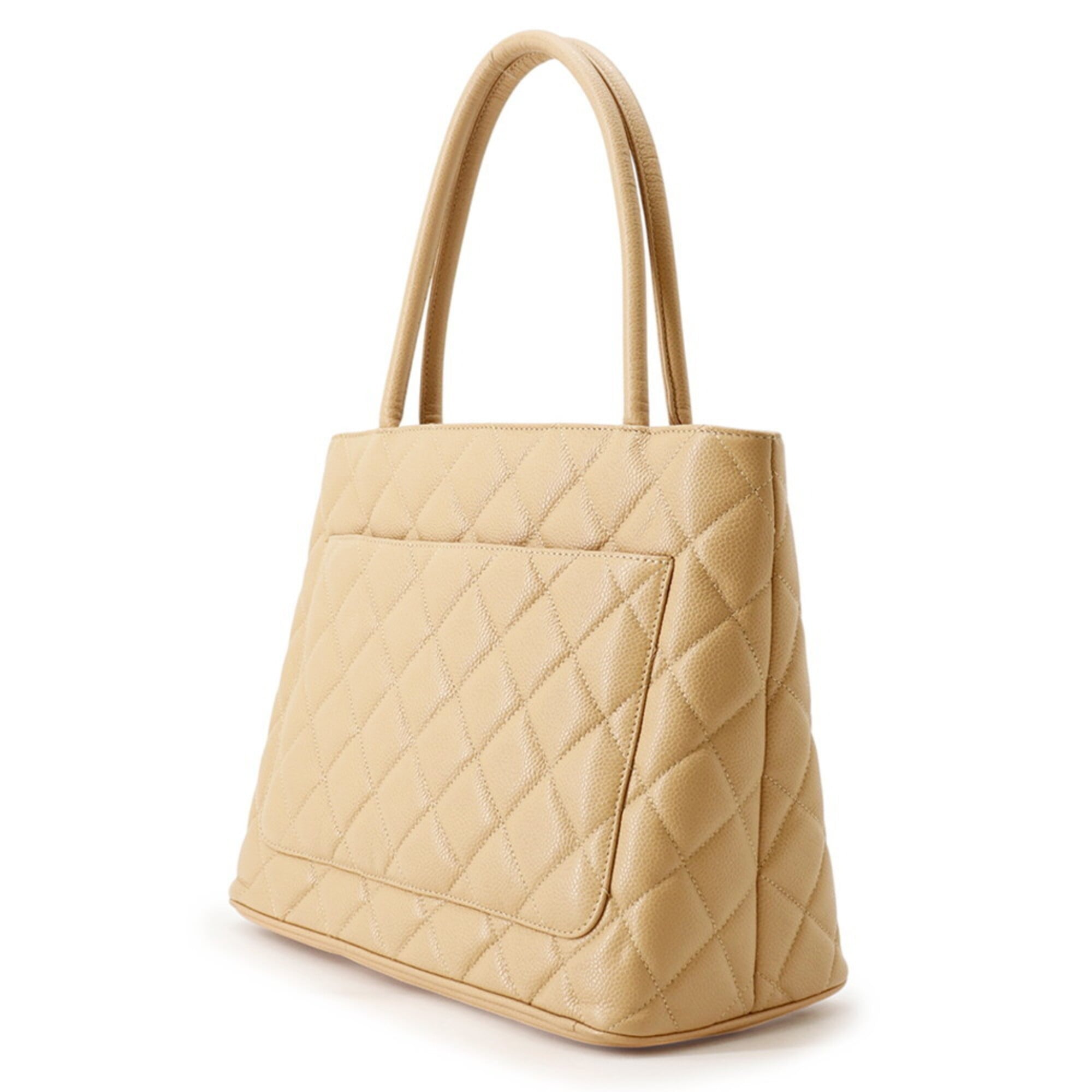 Chanel Matelasse Beige Grained Calfskin Handbag Tote Bag (Pre-Owned)