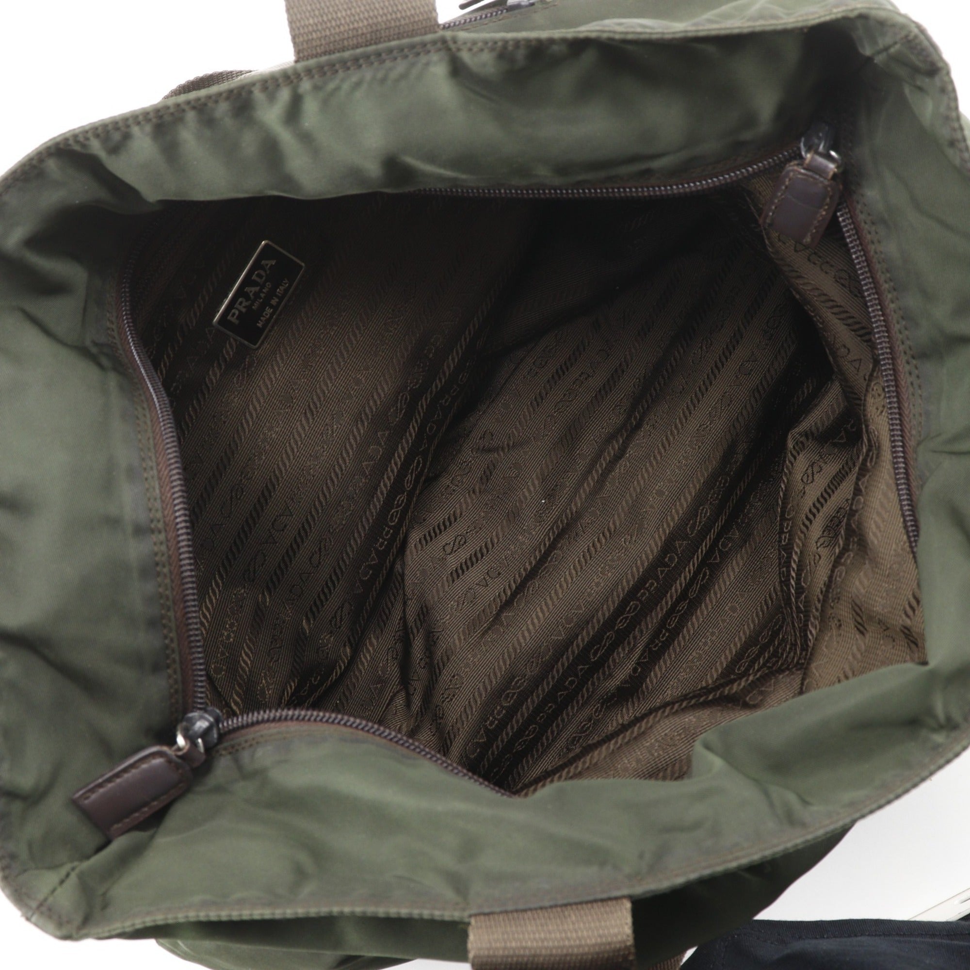 Prada Khaki Nylon Tote Bag (Pre-Owned)
