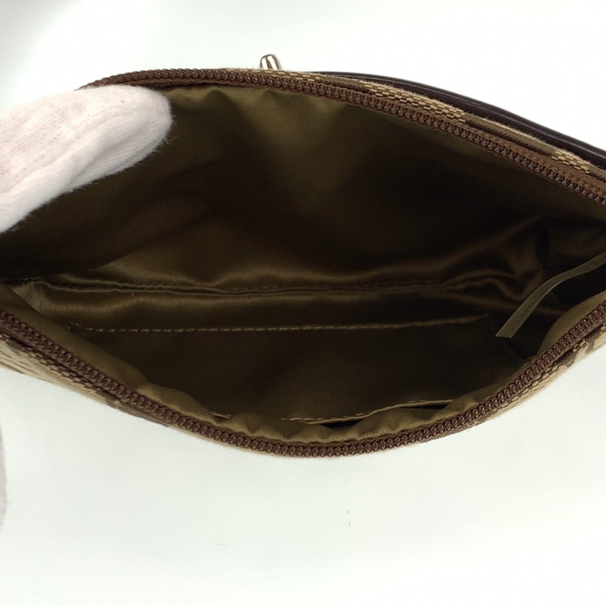 Coach Signature Beige Canvas Leather Clutch Bag (Pre-Owned)