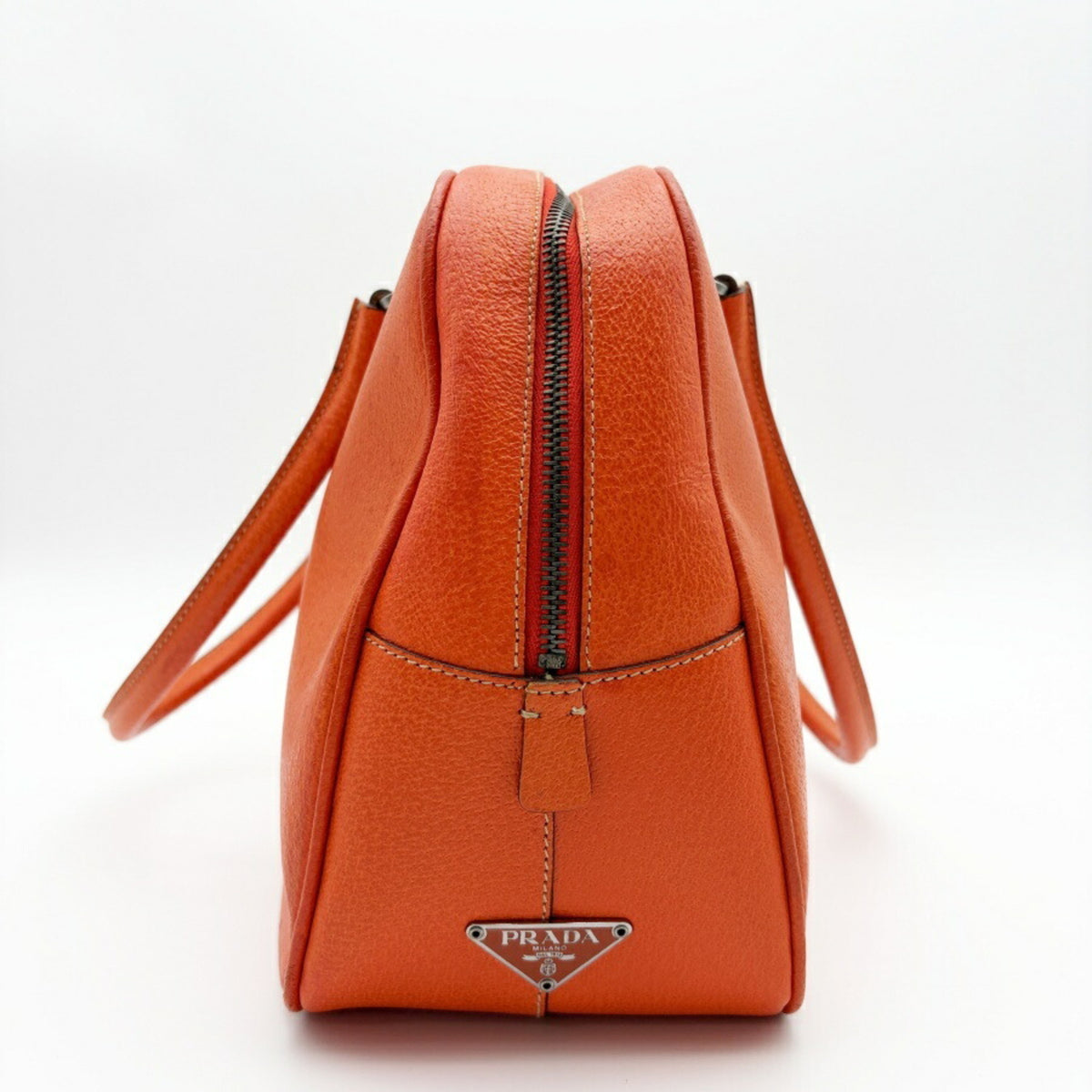 Prada Orange Leather Boston Bag (Pre-Owned)