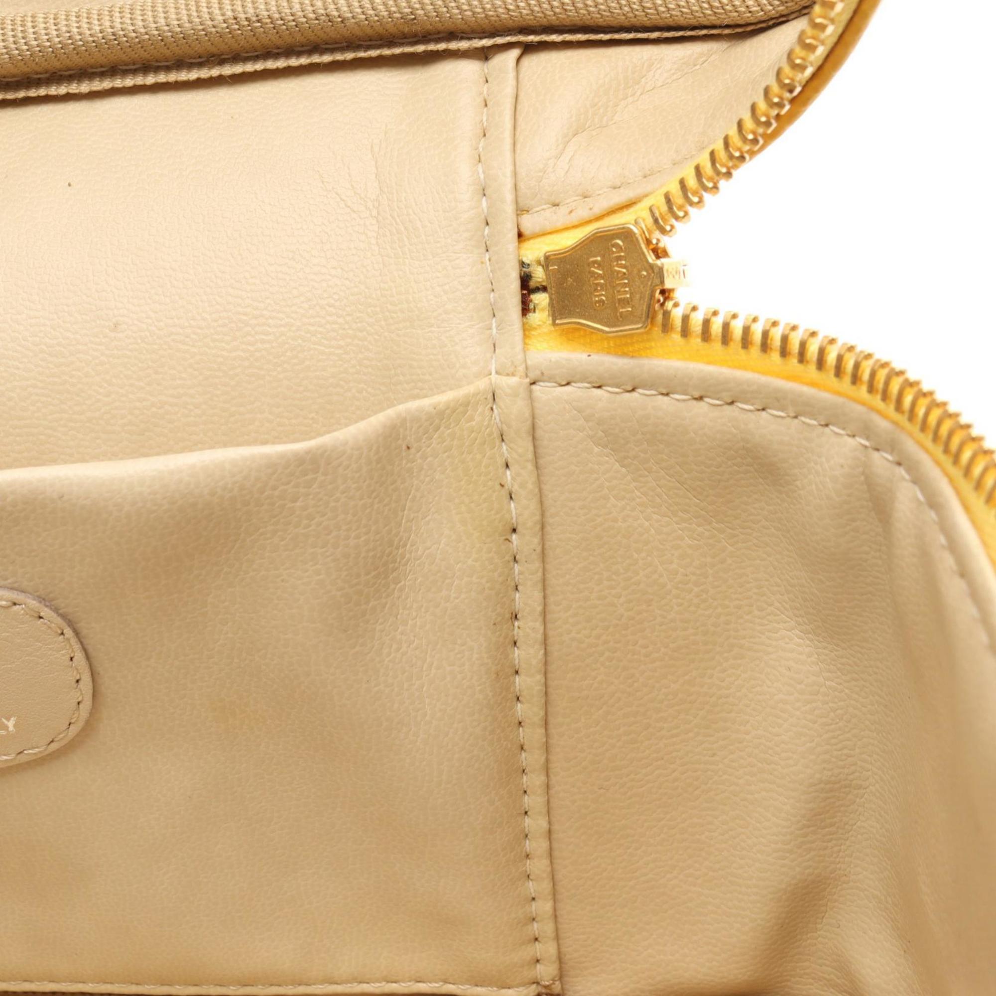 Chanel Yellow Leather Handbag Vanity Bag (Pre-Owned)