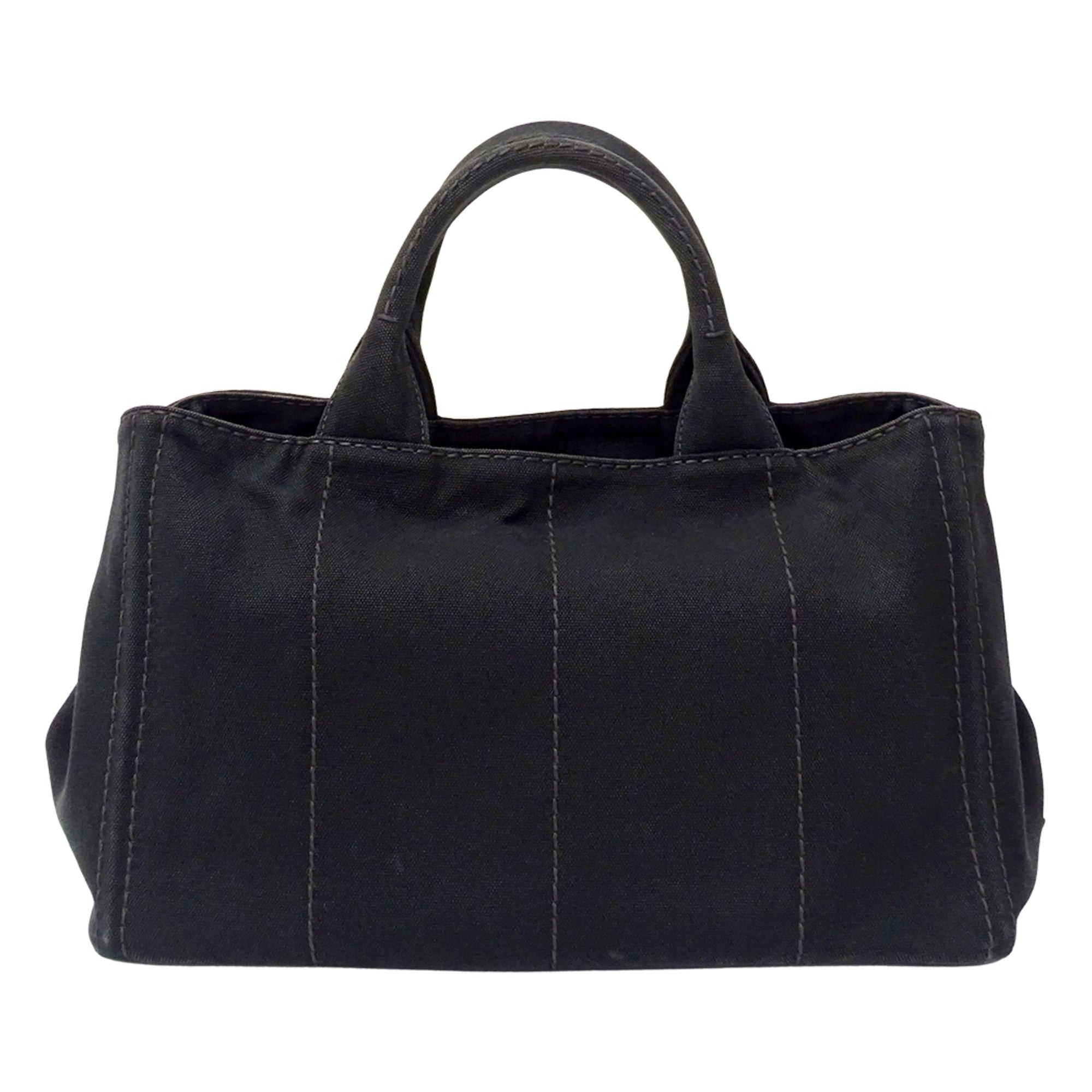 Prada Black Canvas Handbag Shoulder Bag Tote Bag (Pre-Owned)