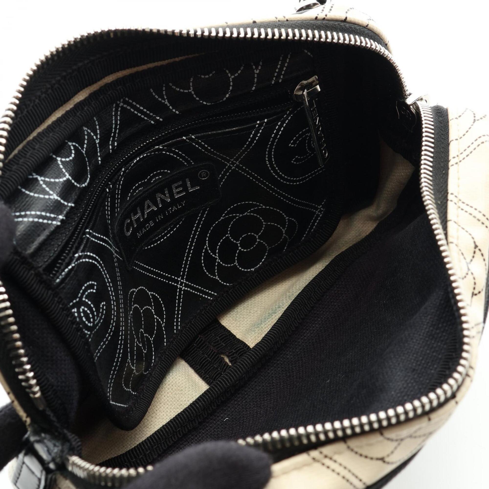 Chanel Black White Coated Canvas Pouch (Pre-Owned)