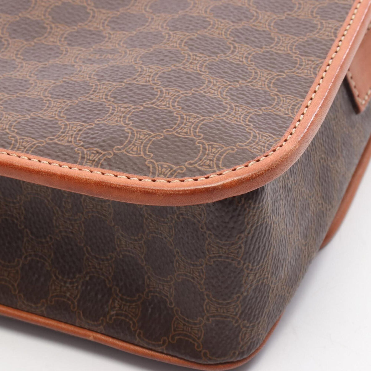 Celine Brown Coated Canvas Leather Handbag Shoulder Bag (Pre-Owned)