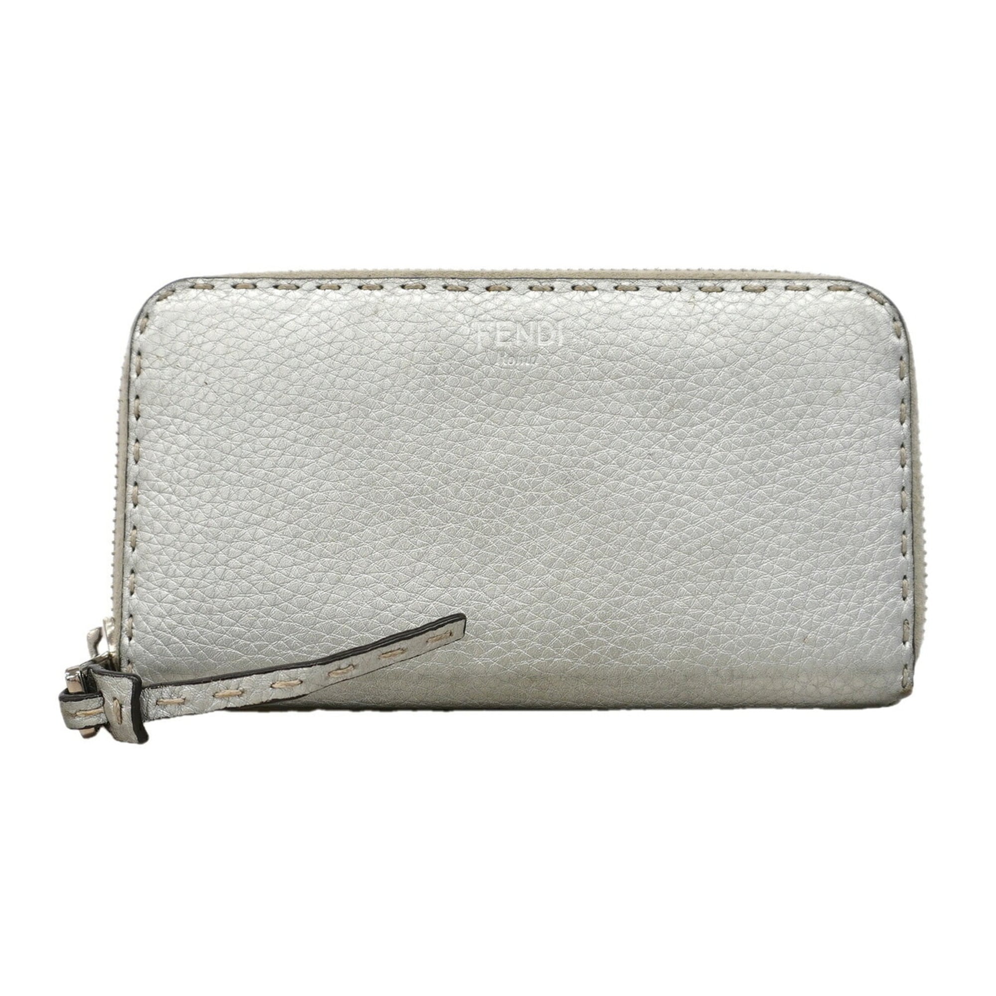 Fendi Silver Leather Long Wallet (Bi-Fold) (Pre-Owned)