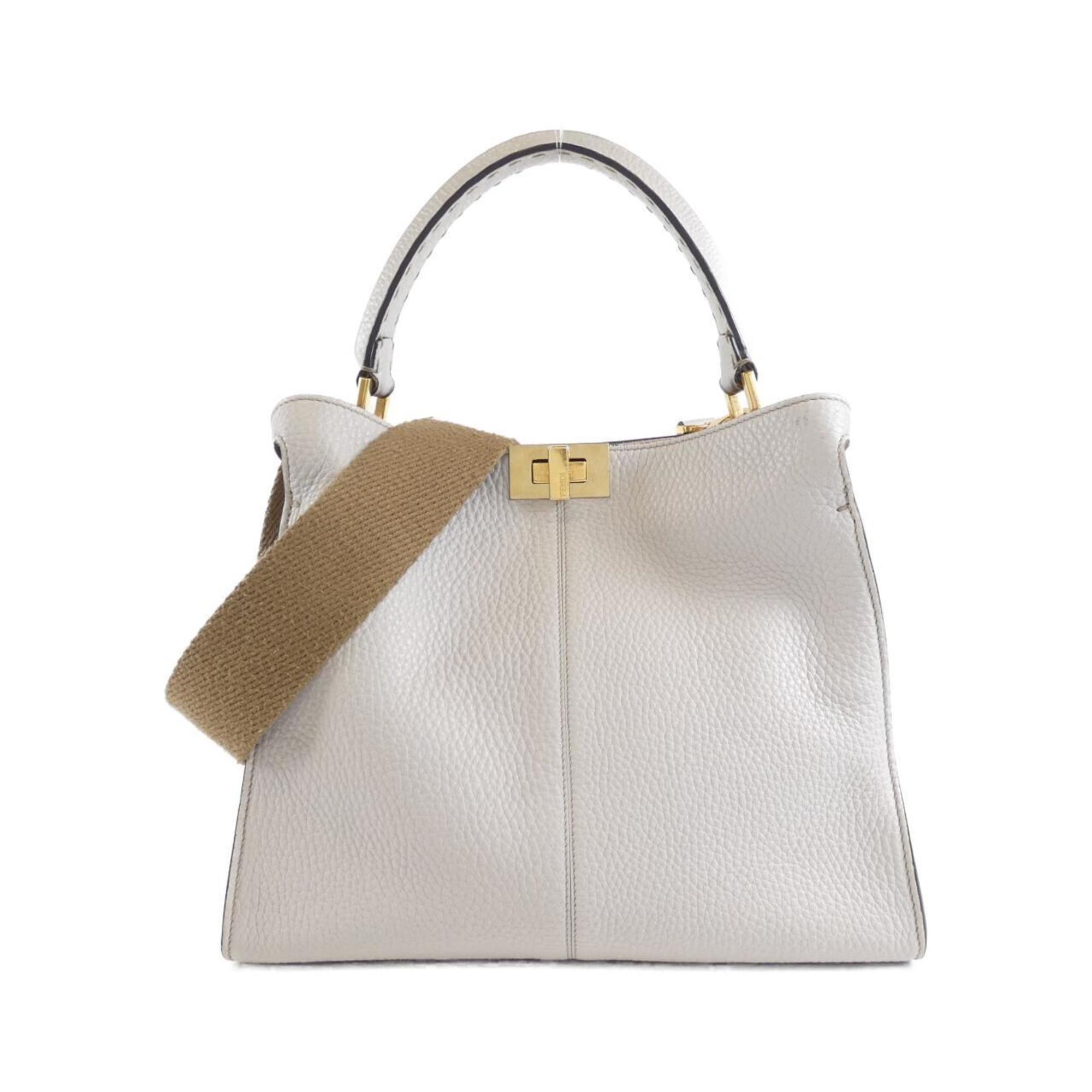 Fendi Beige Ivory Off-White Leather Handbag (Pre-Owned)