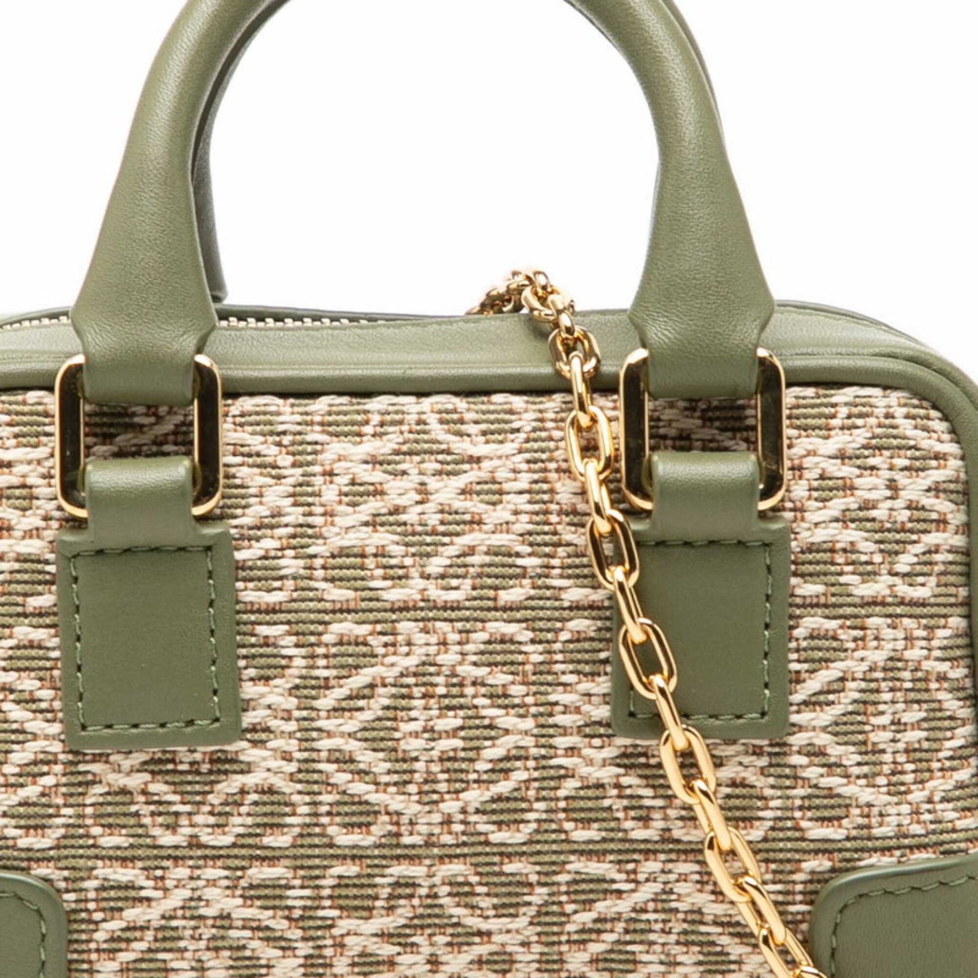 Loewe Green Canvas Handbag Shoulder Bag (Pre-Owned)