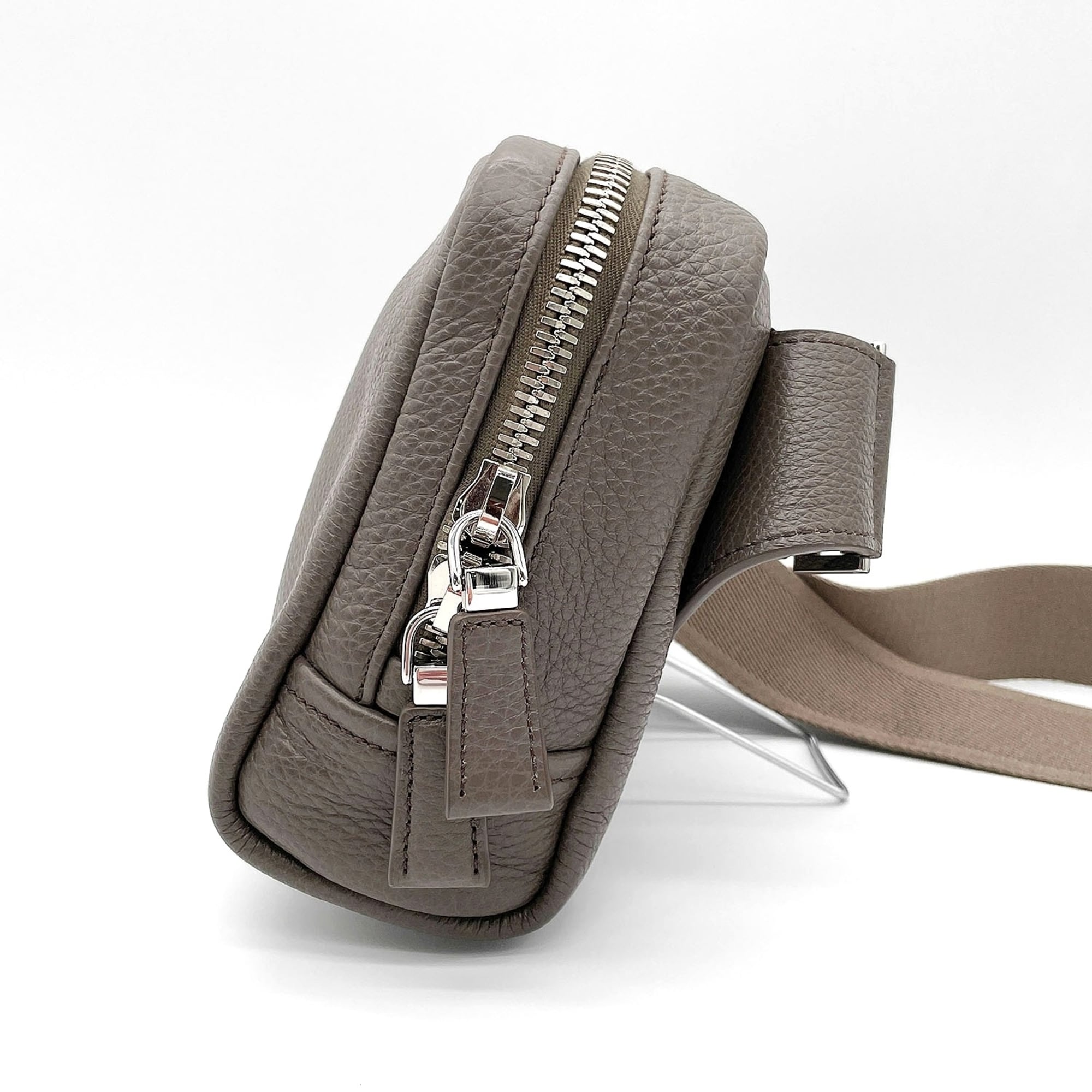 Prada Beige Leather Canvas Shoulder Bag Sling Bag (Pre-Owned)