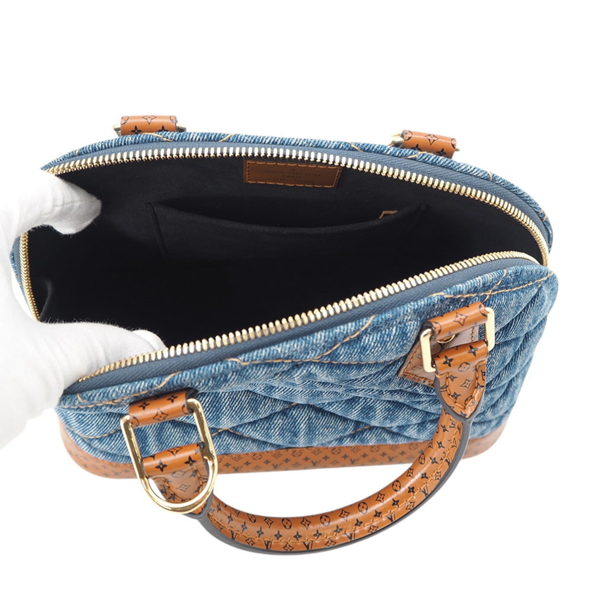 Louis Vuitton Blue Brown Denim Handbag (Pre-Owned)