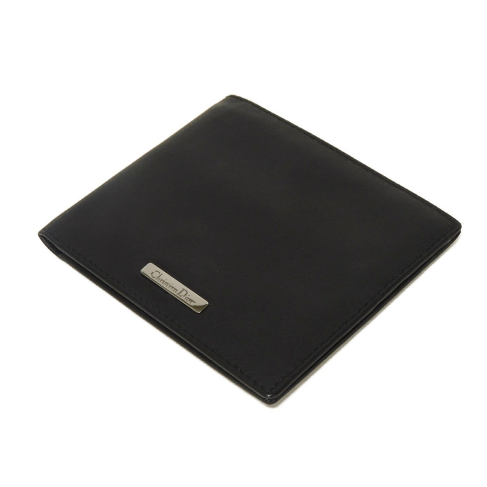 Christian Dior Black Leather Long Bill Wallet (Bi-Fold) (Pre-Owned)