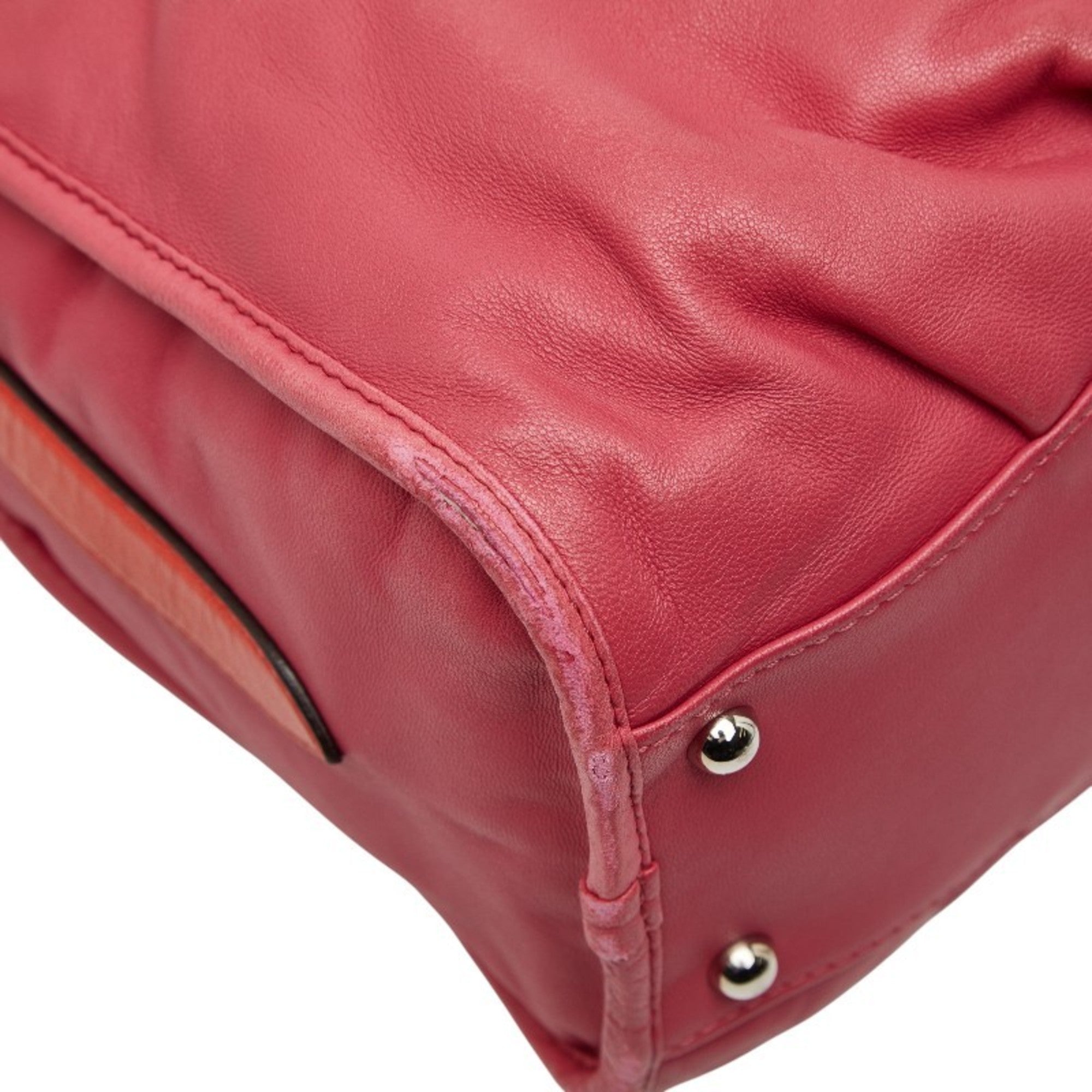 Loewe Pink Red Red Color Leather Handbag Shoulder Bag (Pre-Owned)