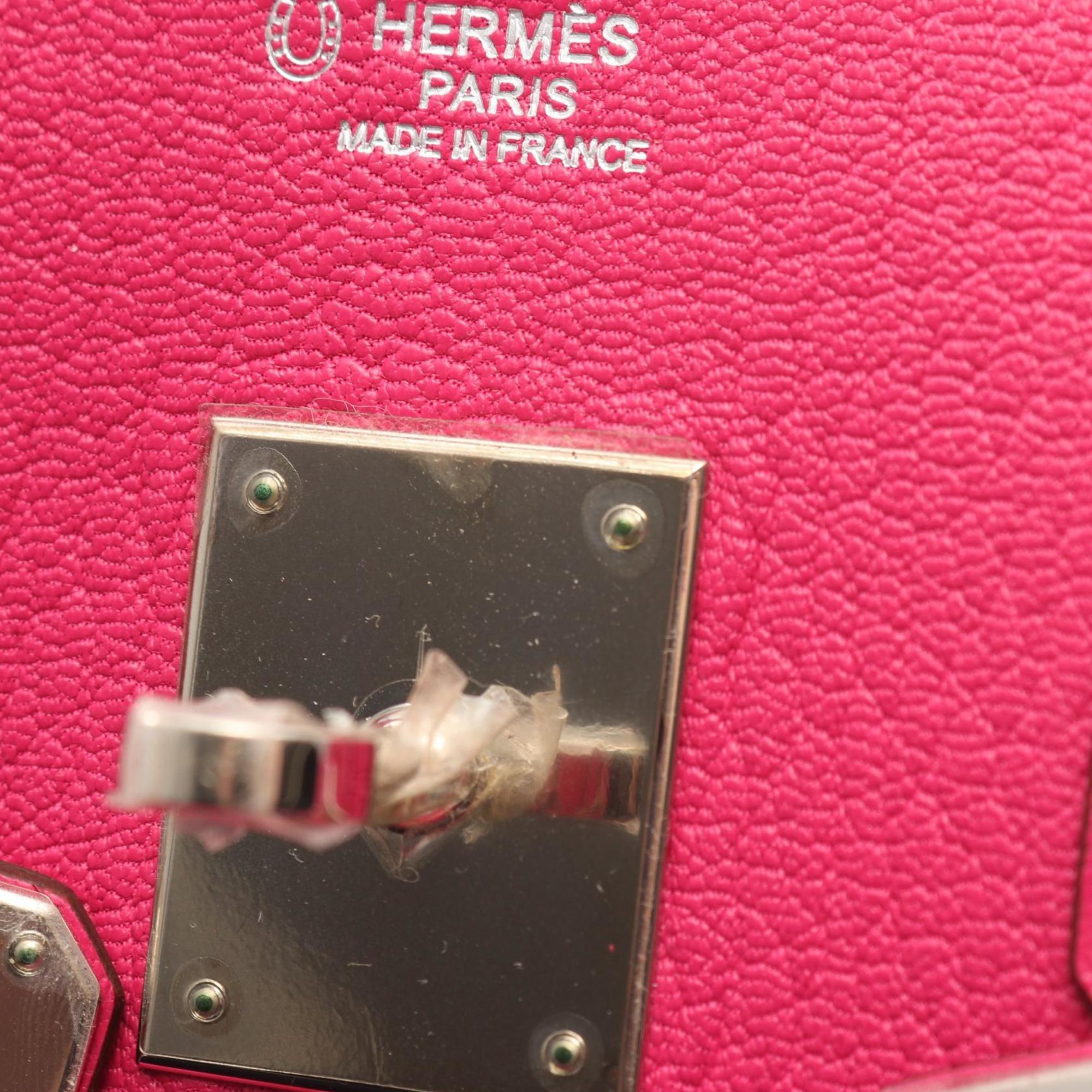 Hermes Cyclamen Pink Purple Rose Shocking Chevre Leather Leather Handbag (Pre-Owned)