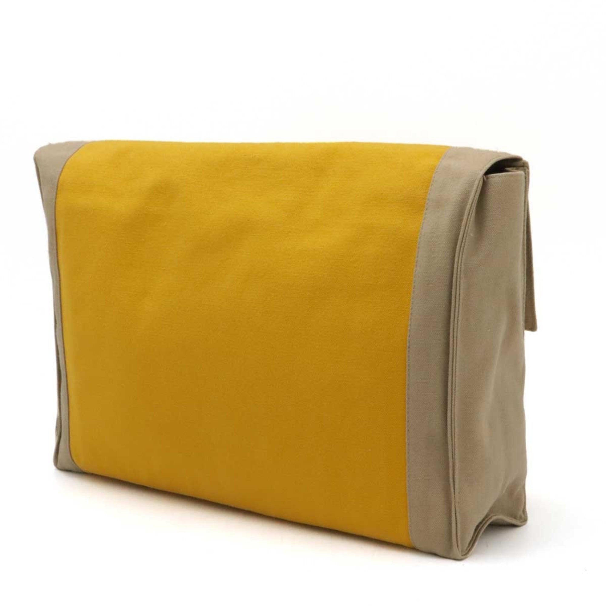 Hermes Beige Yellow Canvas Clutch Bag Pouch (Pre-Owned)