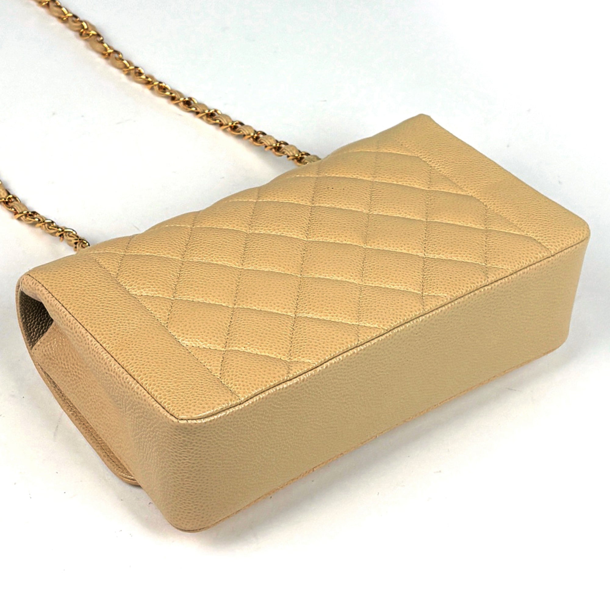 Chanel Beige Grained Calfskin Shoulder Bag (Pre-Owned)