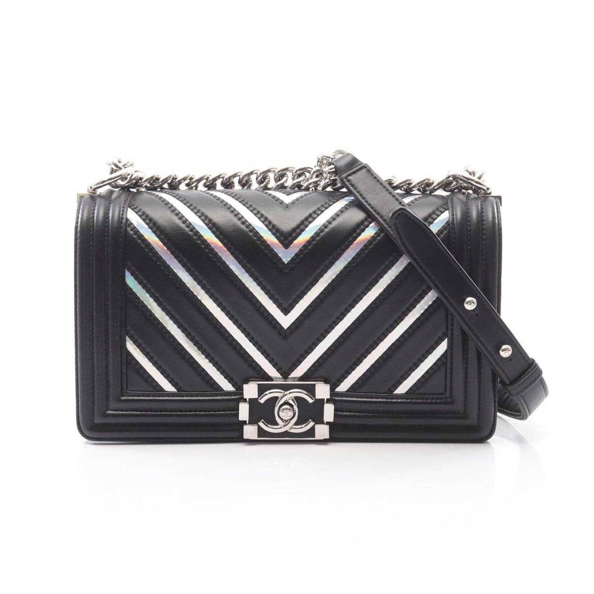 Chanel Black Leather Handbag Shoulder Bag (Pre-Owned)