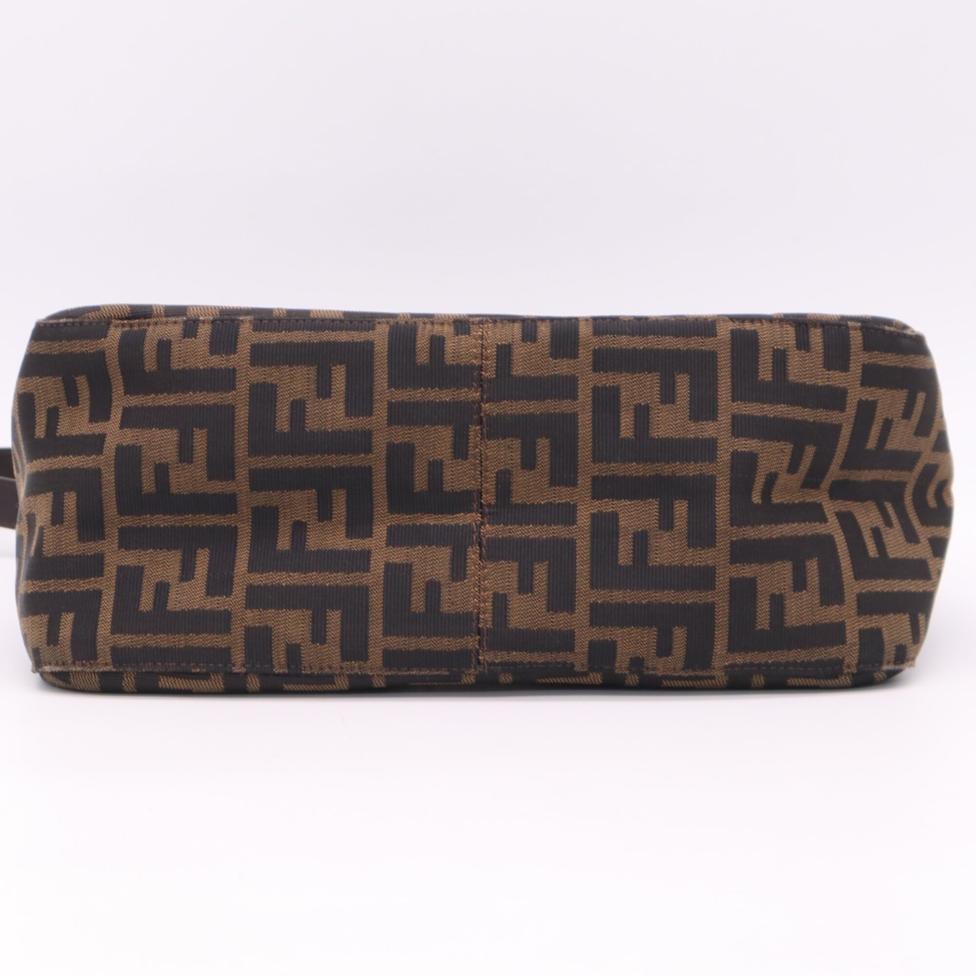 Fendi Zucca Beige Brown Zucca Leather Shoulder Bag (Pre-Owned)